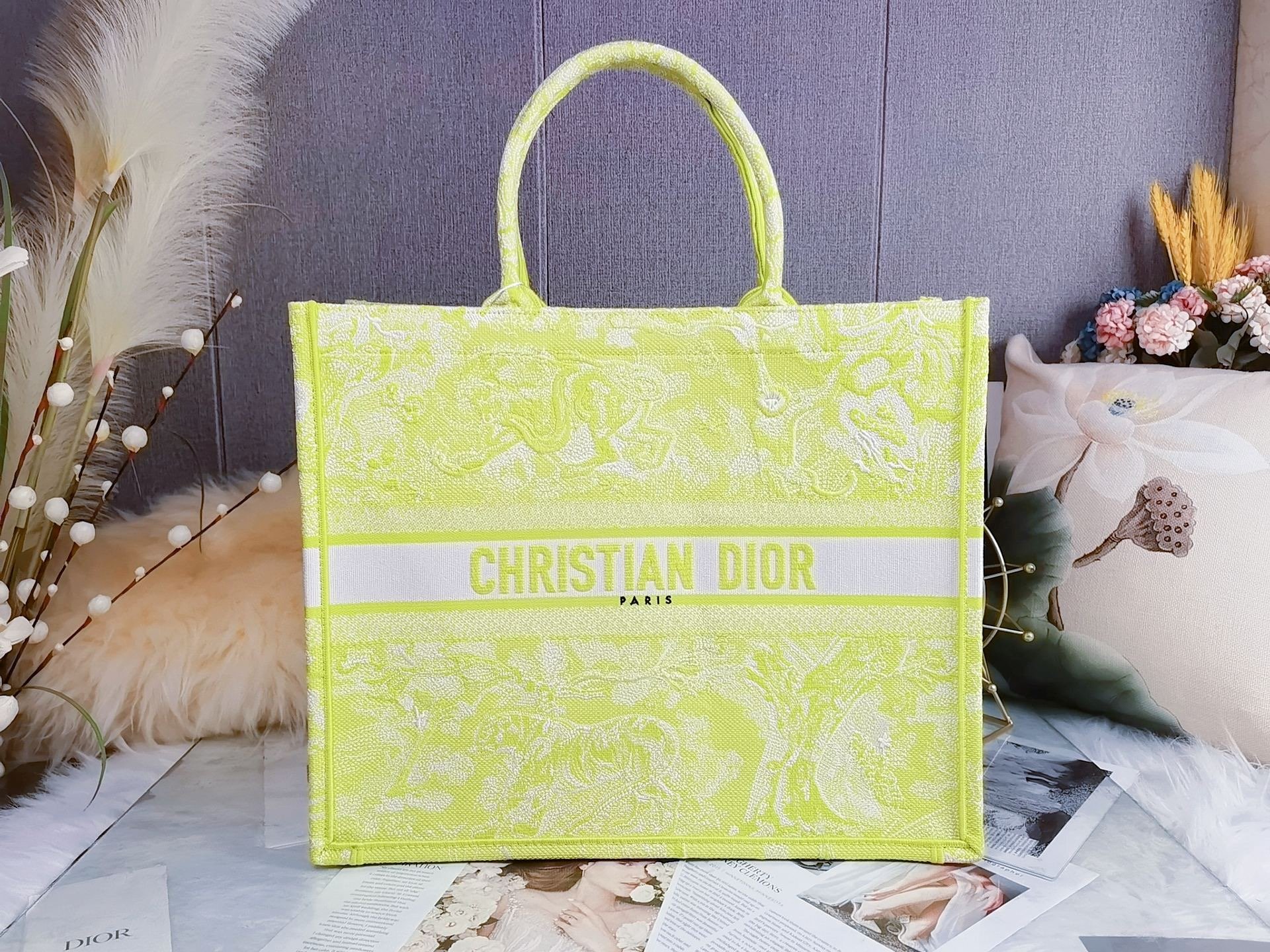 Christian Dior Large Dior Book Tote Yellow. For Women. Women's Handbags 16.5in/42cm CD - Soul Replicas