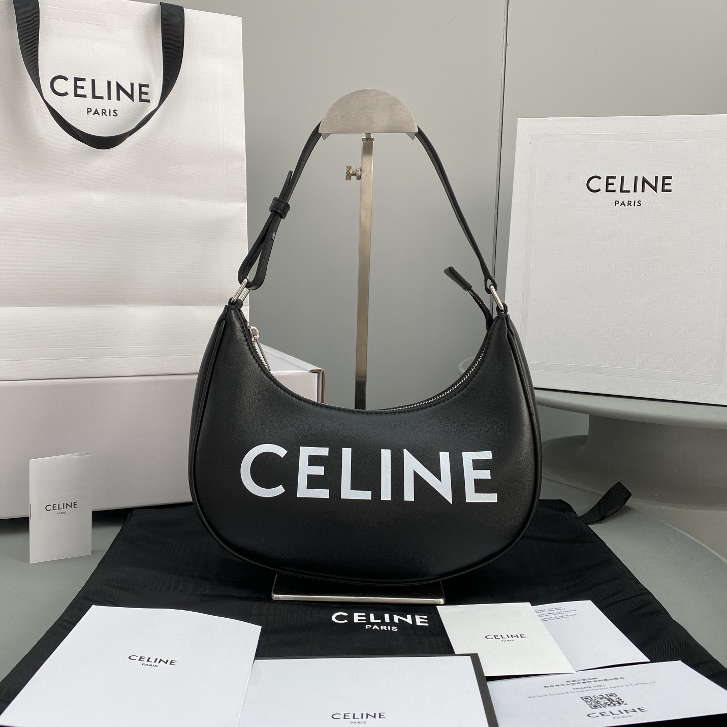Celine Ava Bag With Celine Print Black For Women 9in/23.5cm  - Soul Replicas