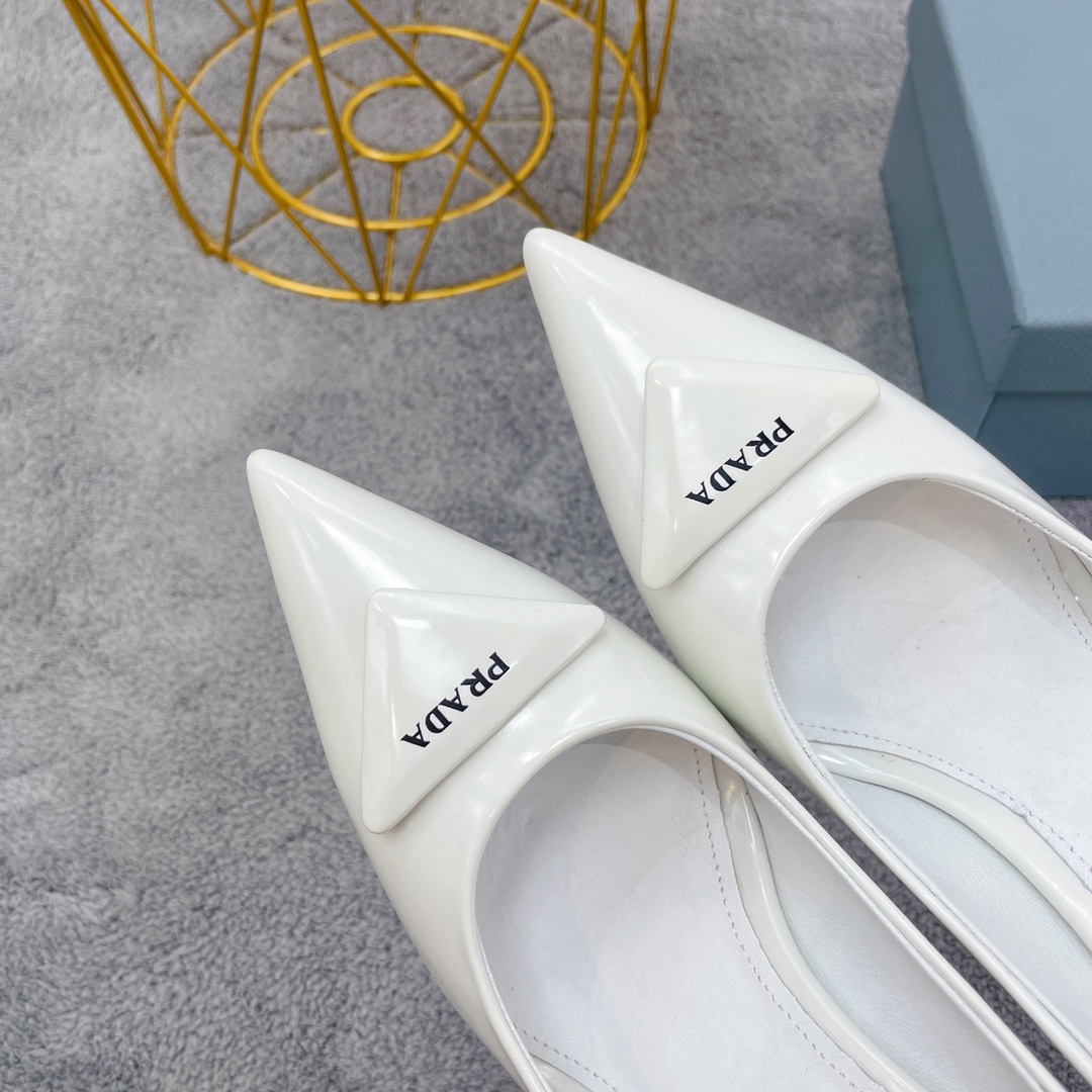 Prada Brushed Pumps White For Women Prada - Soul Replicas