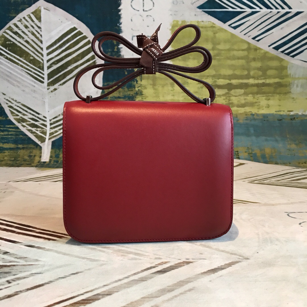 Hermes Constance Burgundy For Women Silver Toned Hardware 7.4in/19cm - Soul Replicas