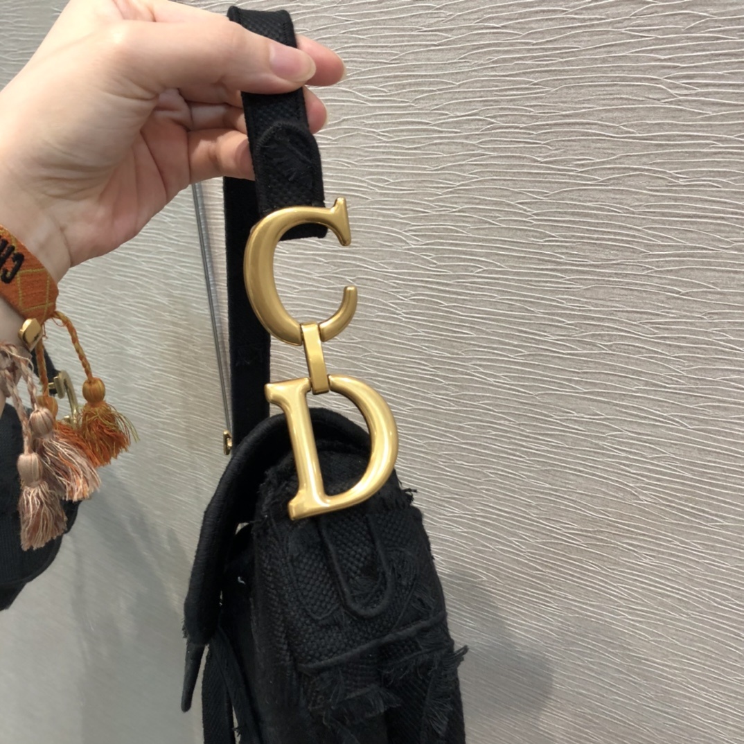 Christian Dior Saddle Bag Black For Women 10in/26cm CD - Soul Replicas