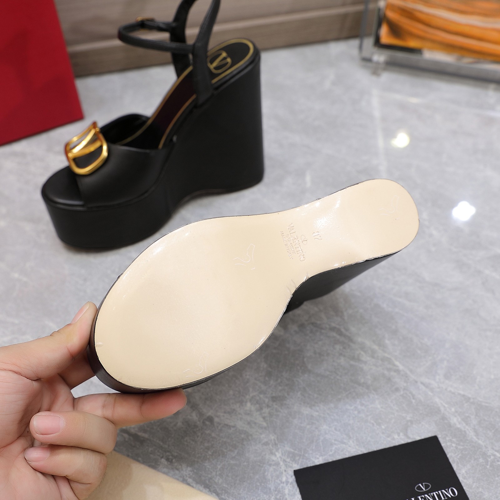 Valentino Garavani Block Heel Platform Sandals Black For Women XW2S0DU9/DSH - Soul Replicas