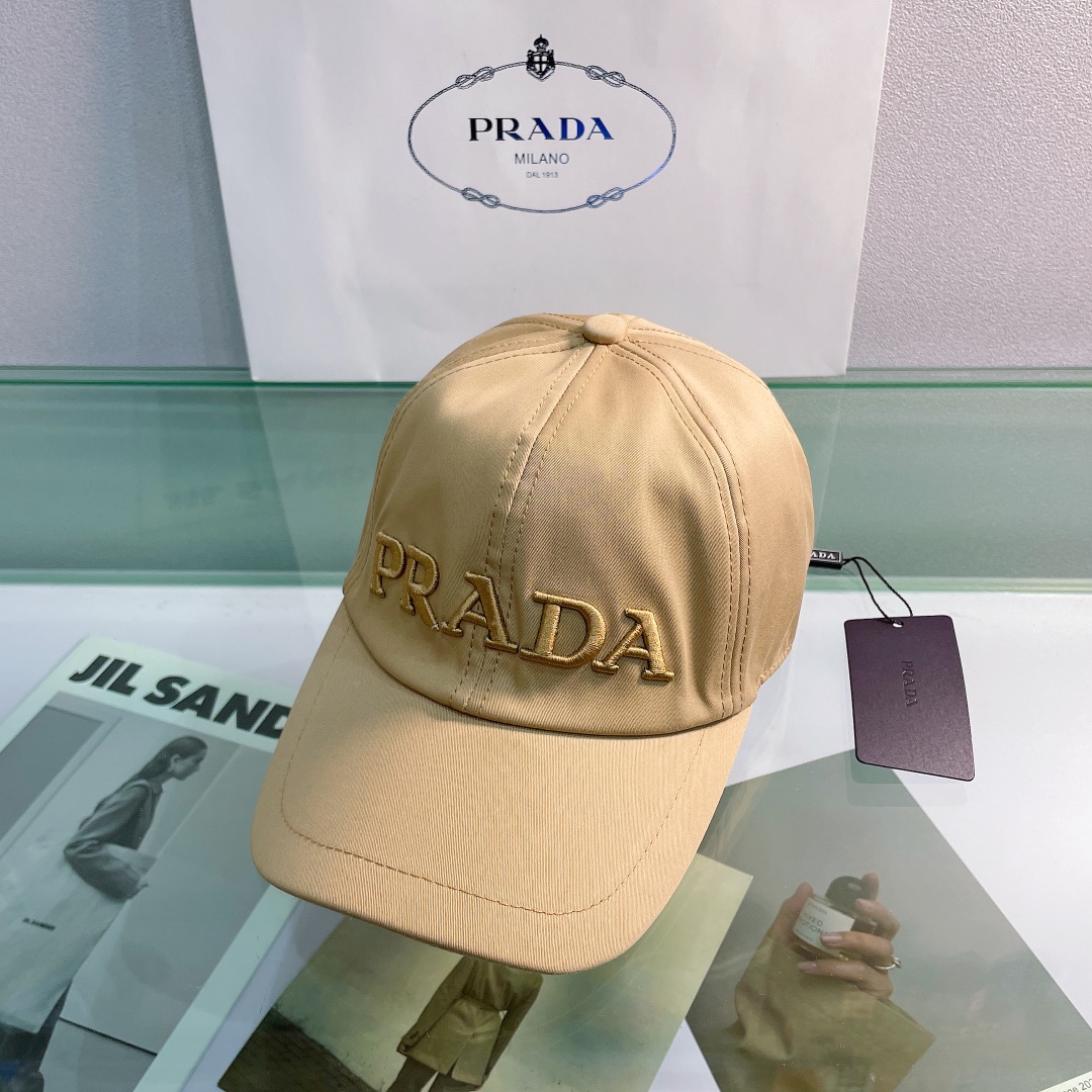 Prada Drill Baseball Cap Beige Prada Cap - Soul Replicas