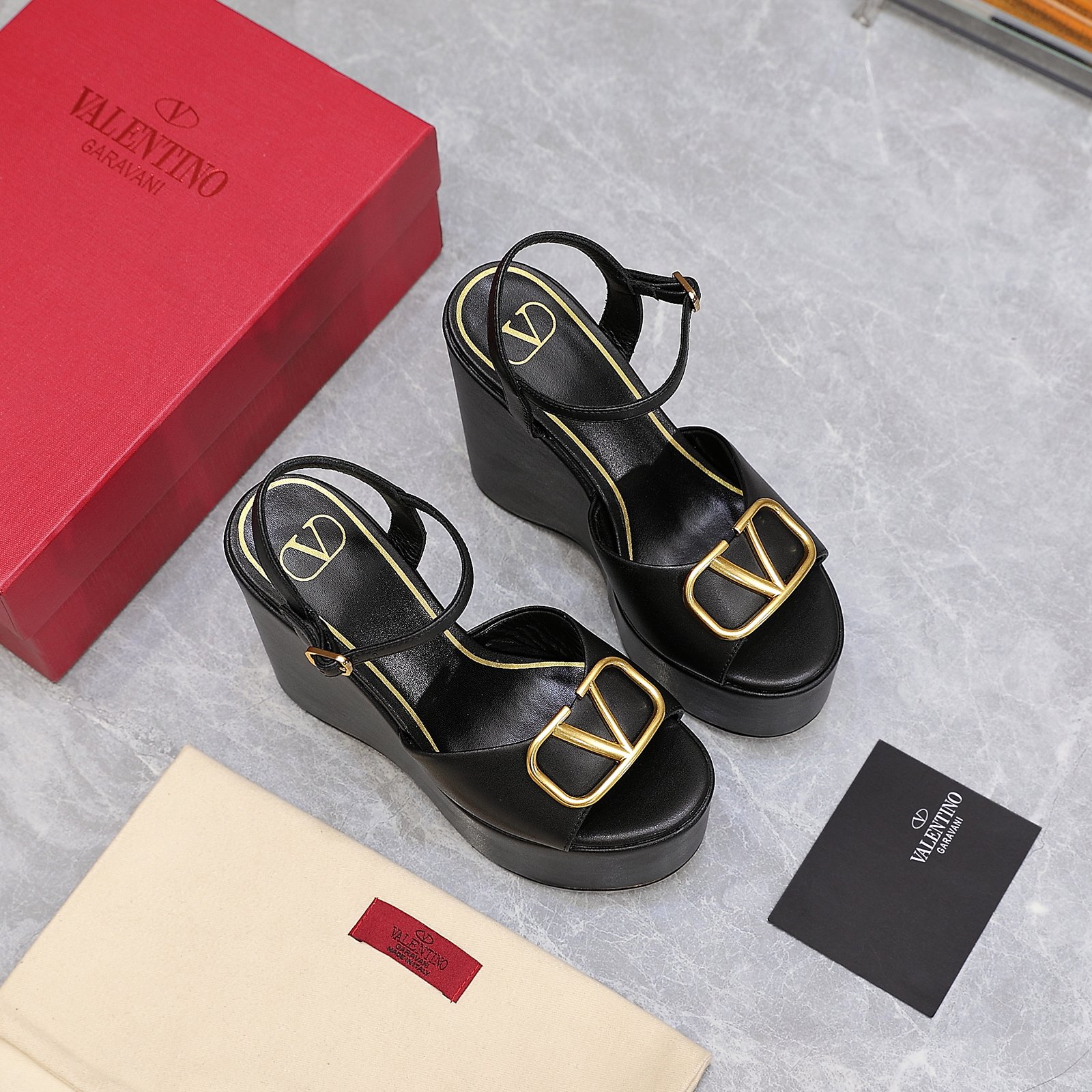 Valentino Garavani Block Heel Platform Sandals Black For Women XW2S0DU9/DSH - Soul Replicas