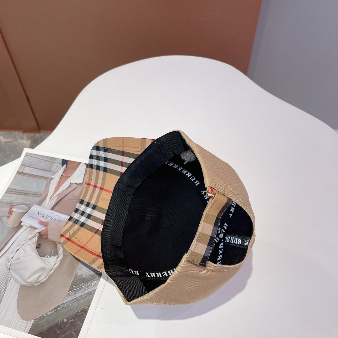 Burberry Monogram Motif Icon Stripe Cotton Baseball Cap Beige - Soul Replicas