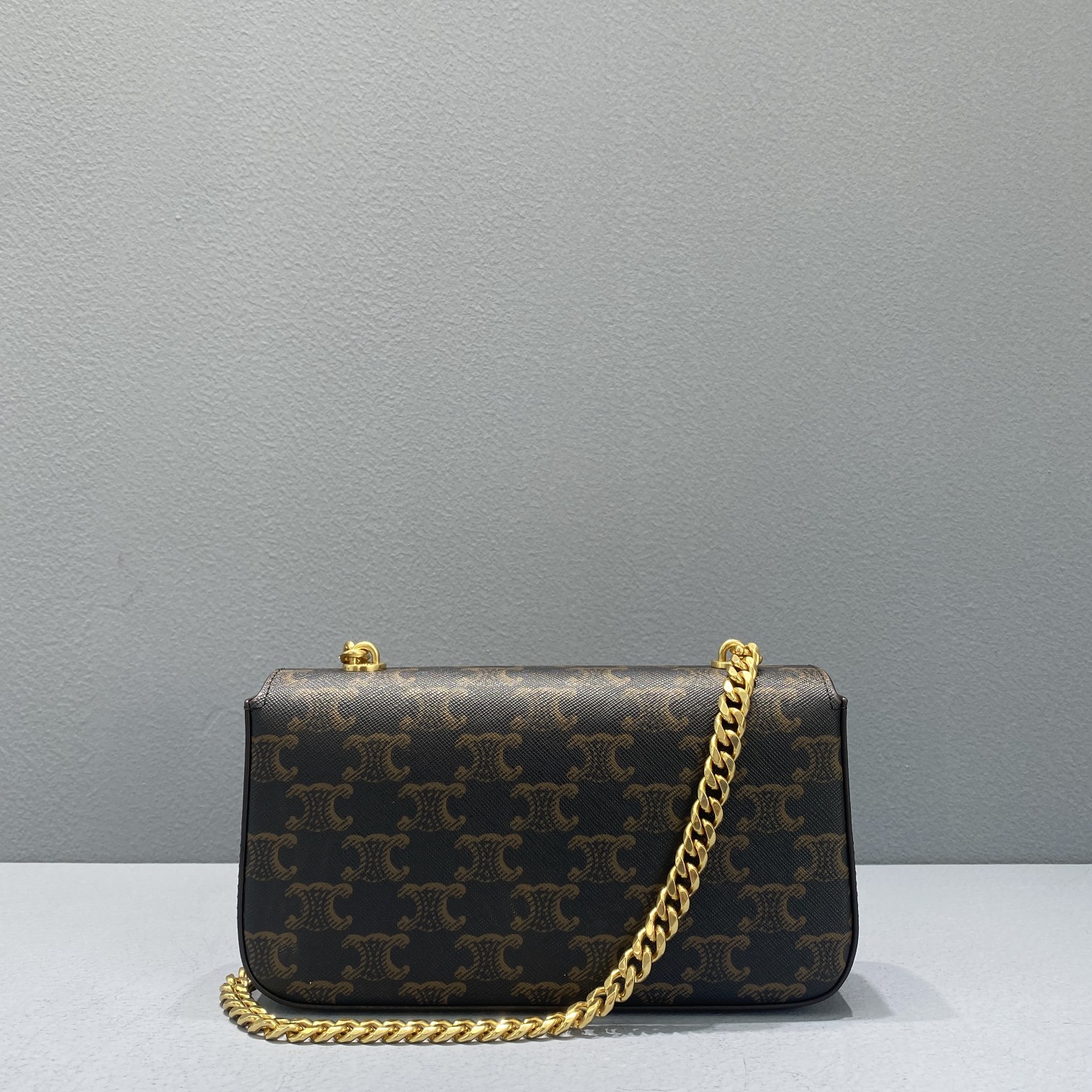 Celine Chain Shoulder Bag Triomphe In Triomphe Canvas Brown For Women 8in/20.5cm 197992DQW.04LU - Soul Replicas