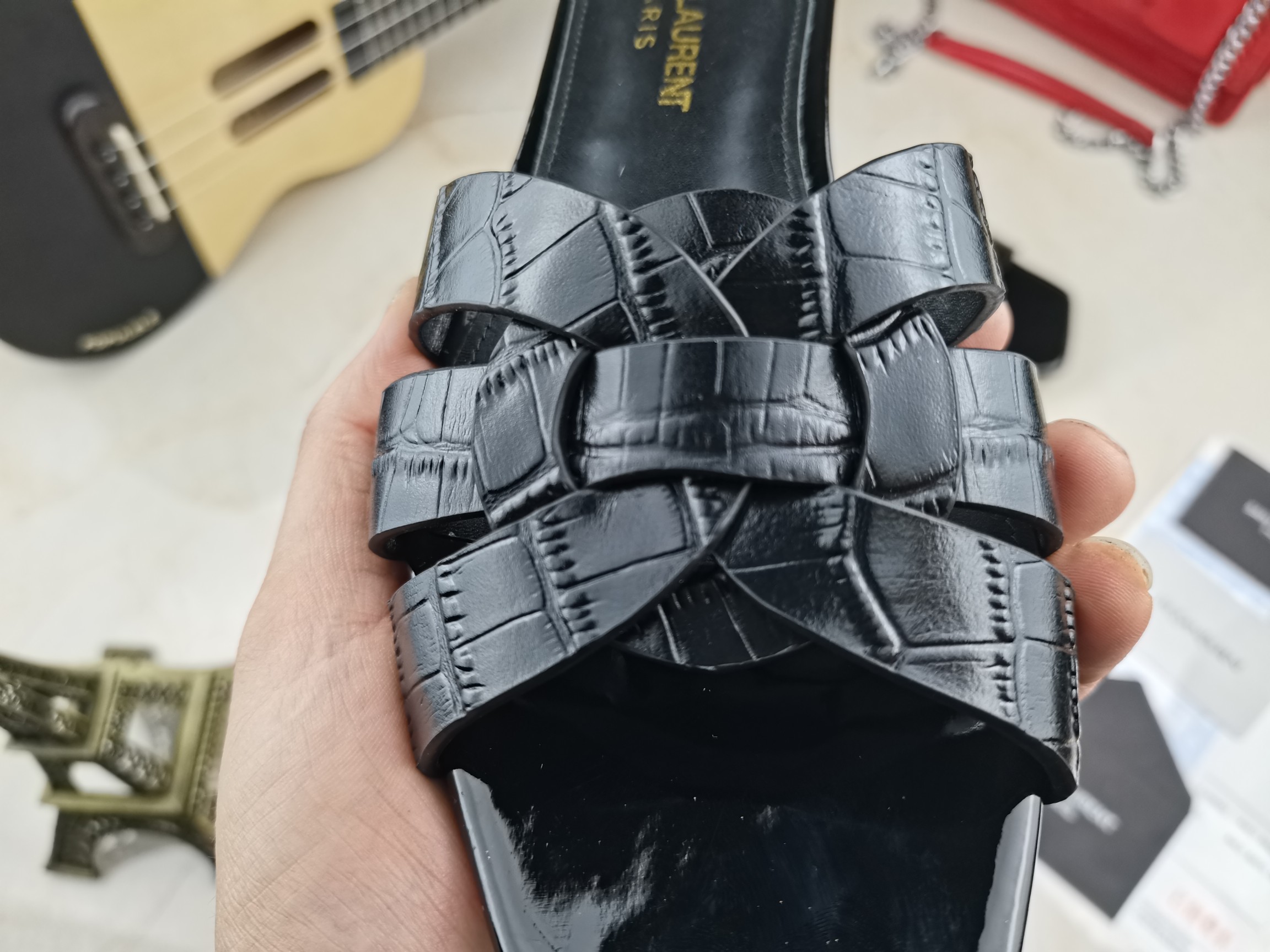 Yves Saint Laurent Women's Tribute Flat Mules Black For Women YSL - Soul Replicas