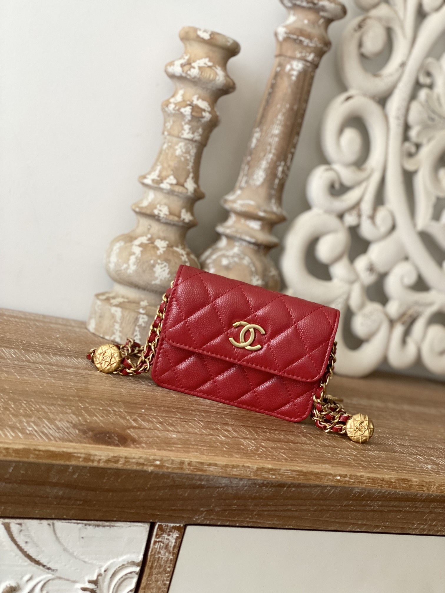 Chanel Clutch With Chain Red For Women. Women-s Bags 4.8in/12.3cm - Soul Replicas
