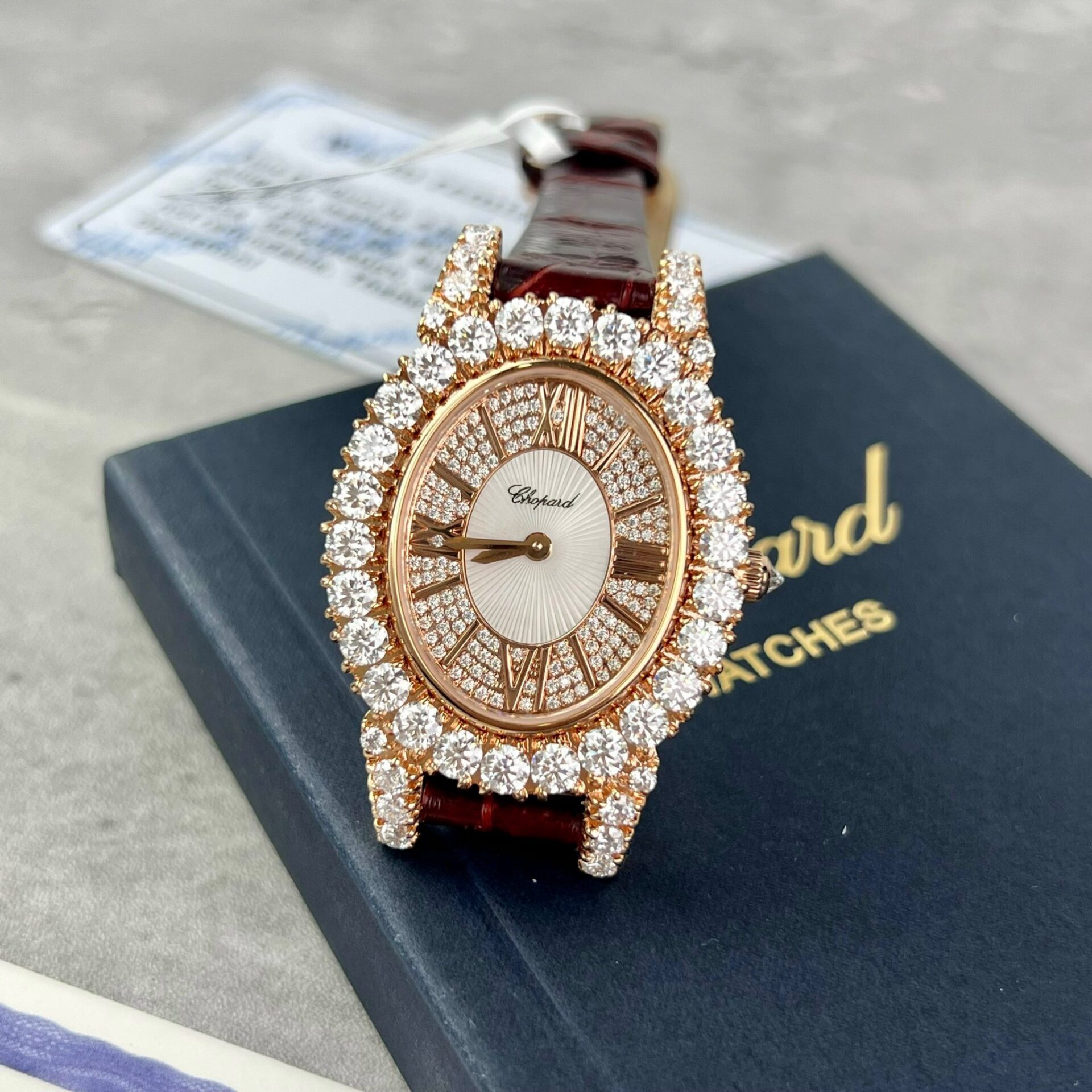 Chopard Replica Watch With Moissanite Diamonds 18K Gold Wrapped 34mm - Soul Replicas