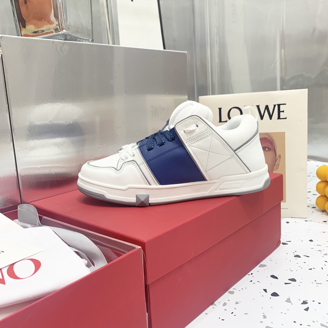 Valentino Garavani Open Skate Sneakers With Patent Band Blue For Women WS0FB1DXI - Soul Replicas