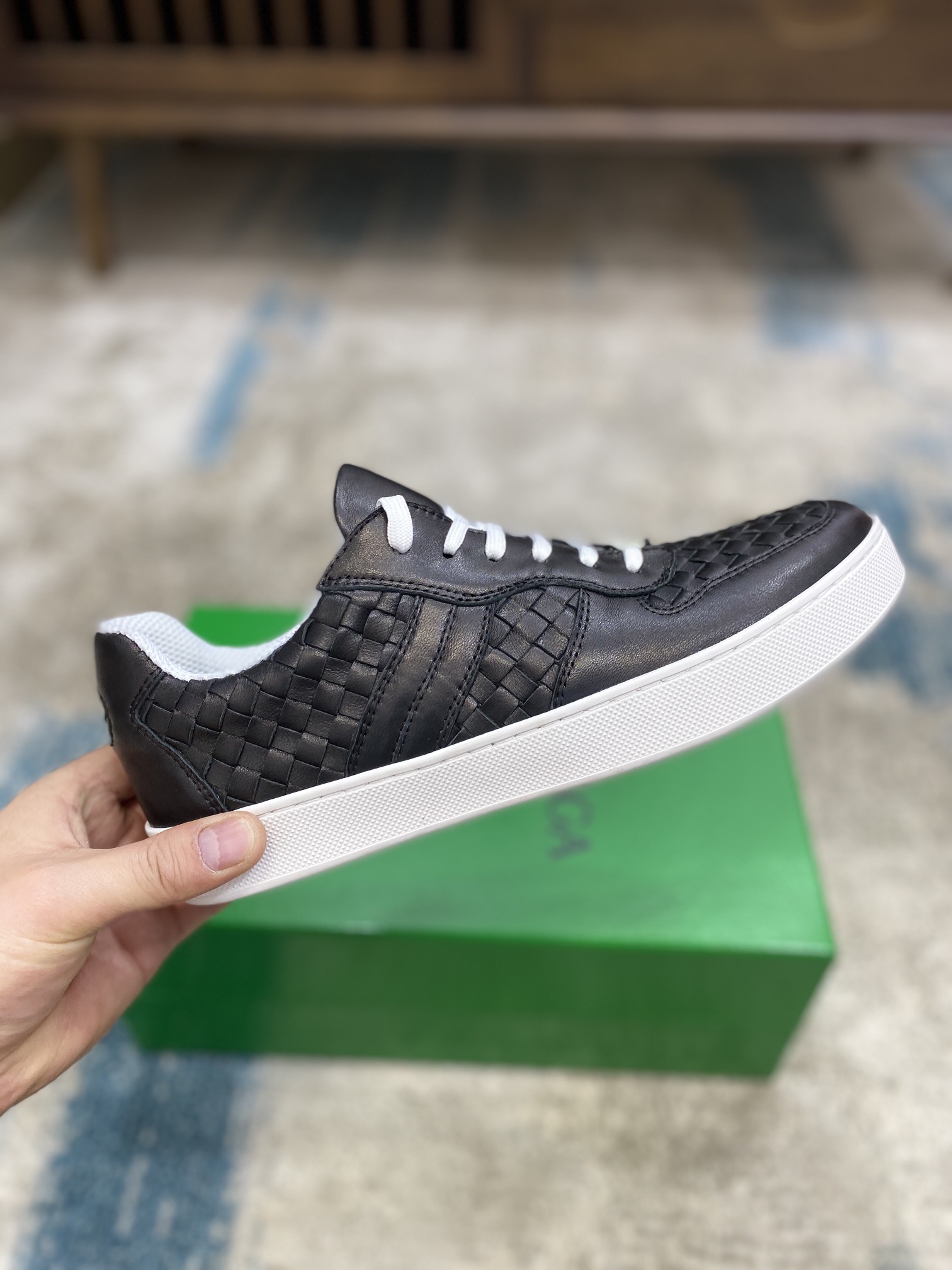 Bottega Veneta Men's With Wave Line Sneakers Black For Men - Soul Replicas