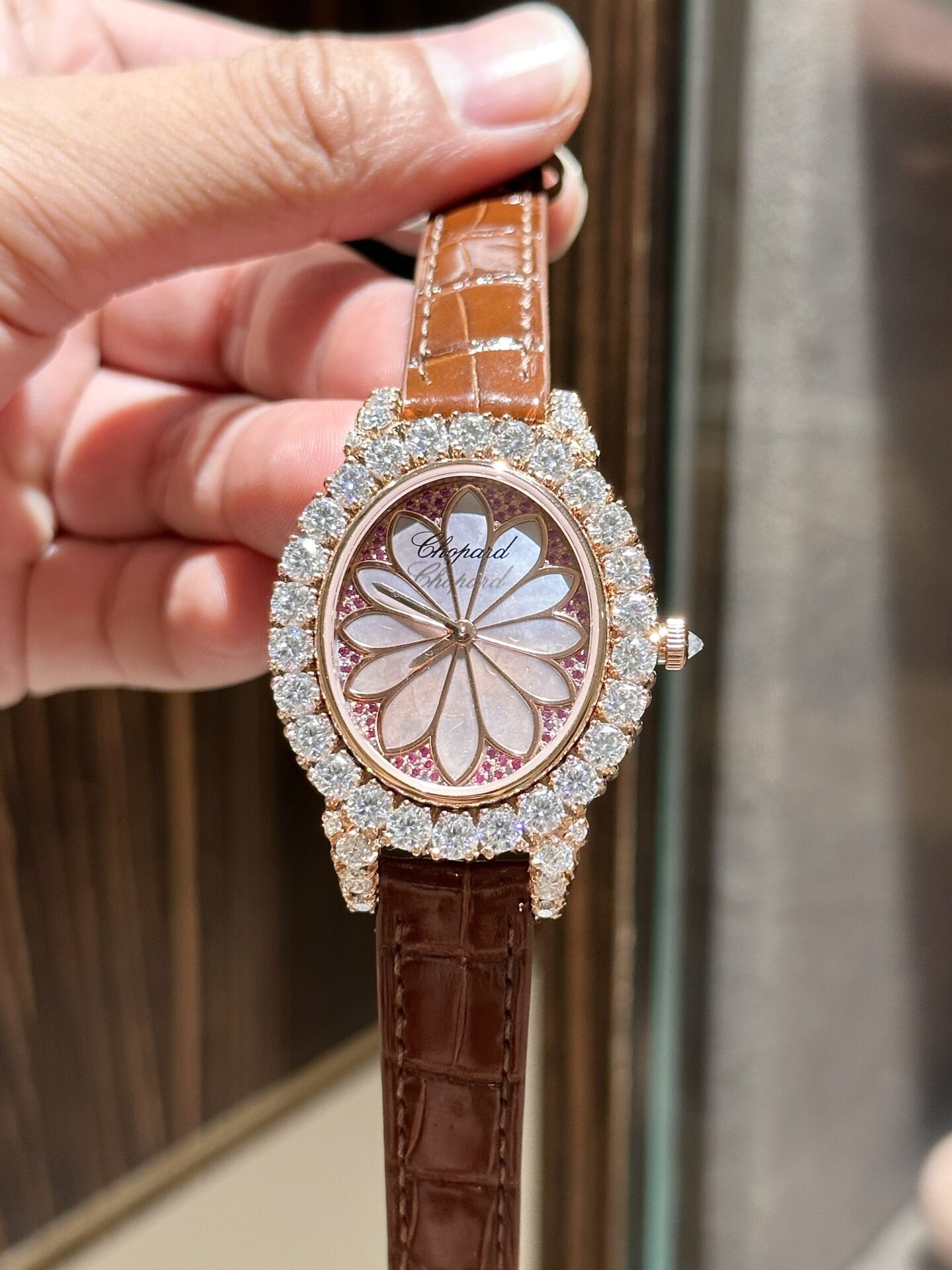 Chopard Rose Gold Wrapped Replica Watch With Moissanite Diamonds 34mm - Soul Replicas