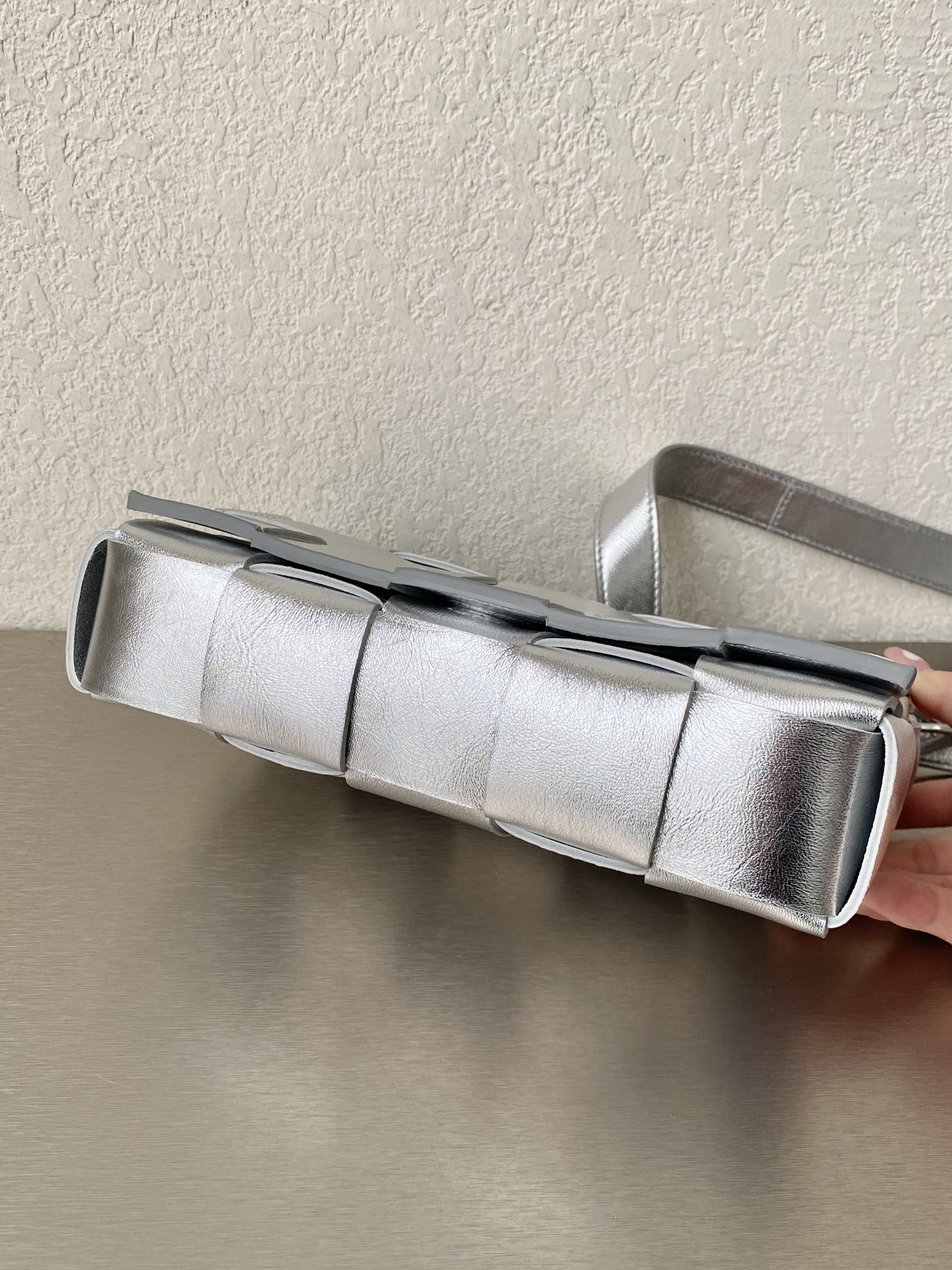 Bottega Veneta Cassette Crossbody Bag Silver. For Women. Women-s Bags 9.1in/23cm  - Soul Replicas