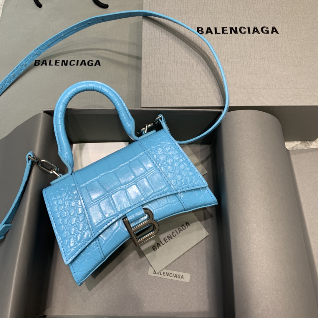 Balenciaga Hourglass Small Handbag In Blue. For Women. Women-s Bags 9in/23cm - Soul Replicas