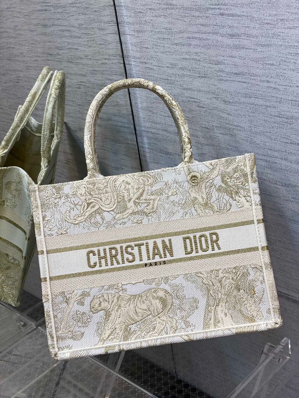 Christian Dior Medium Dior Book Tote Gold-Tone Toile de Jouy Embroidery. Gold. For Women Women's Handbags. 36cm CD M1296ZTQO_M01E - Soul Replicas