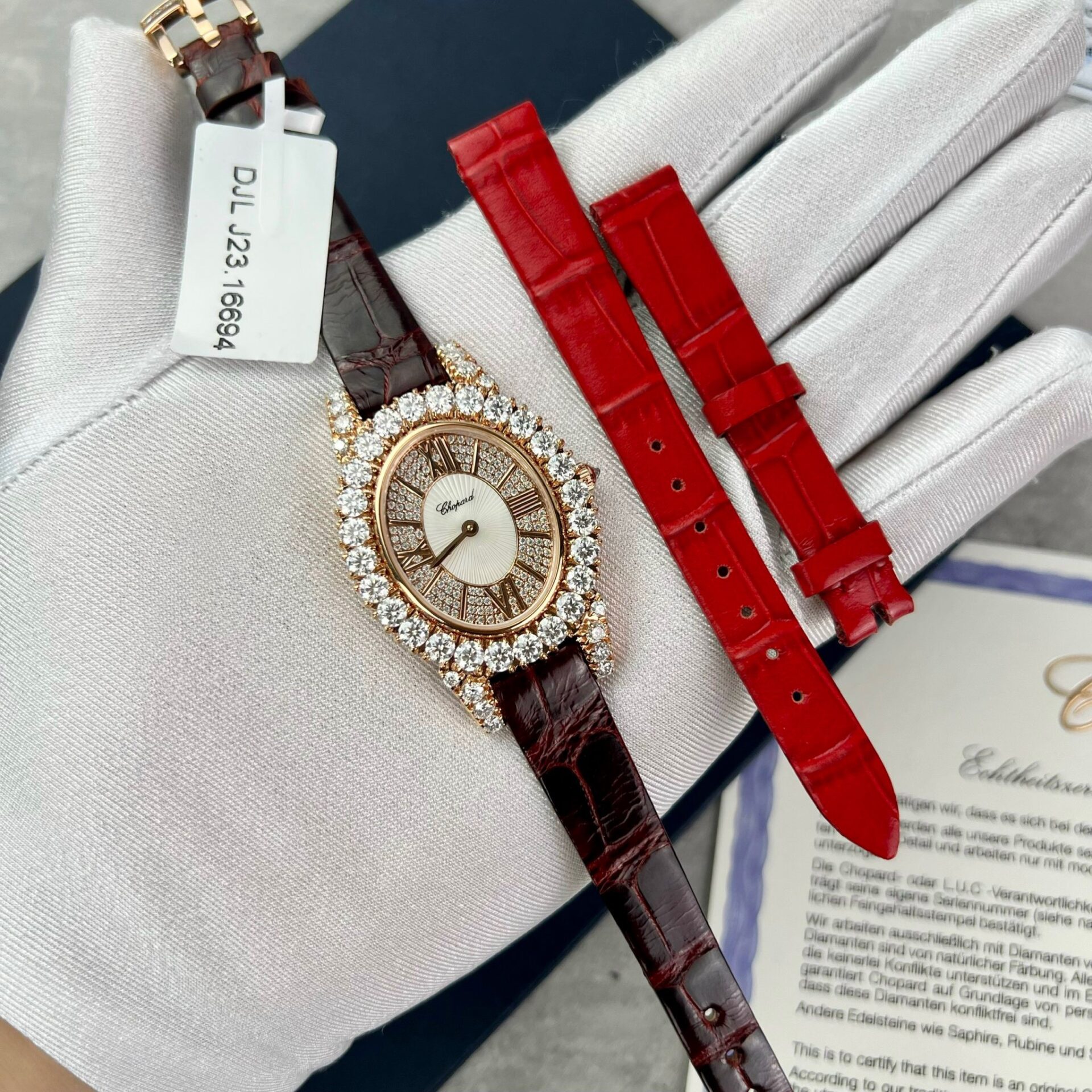 Chopard Replica Watch With Moissanite Diamonds 18K Gold Wrapped 34mm - Soul Replicas