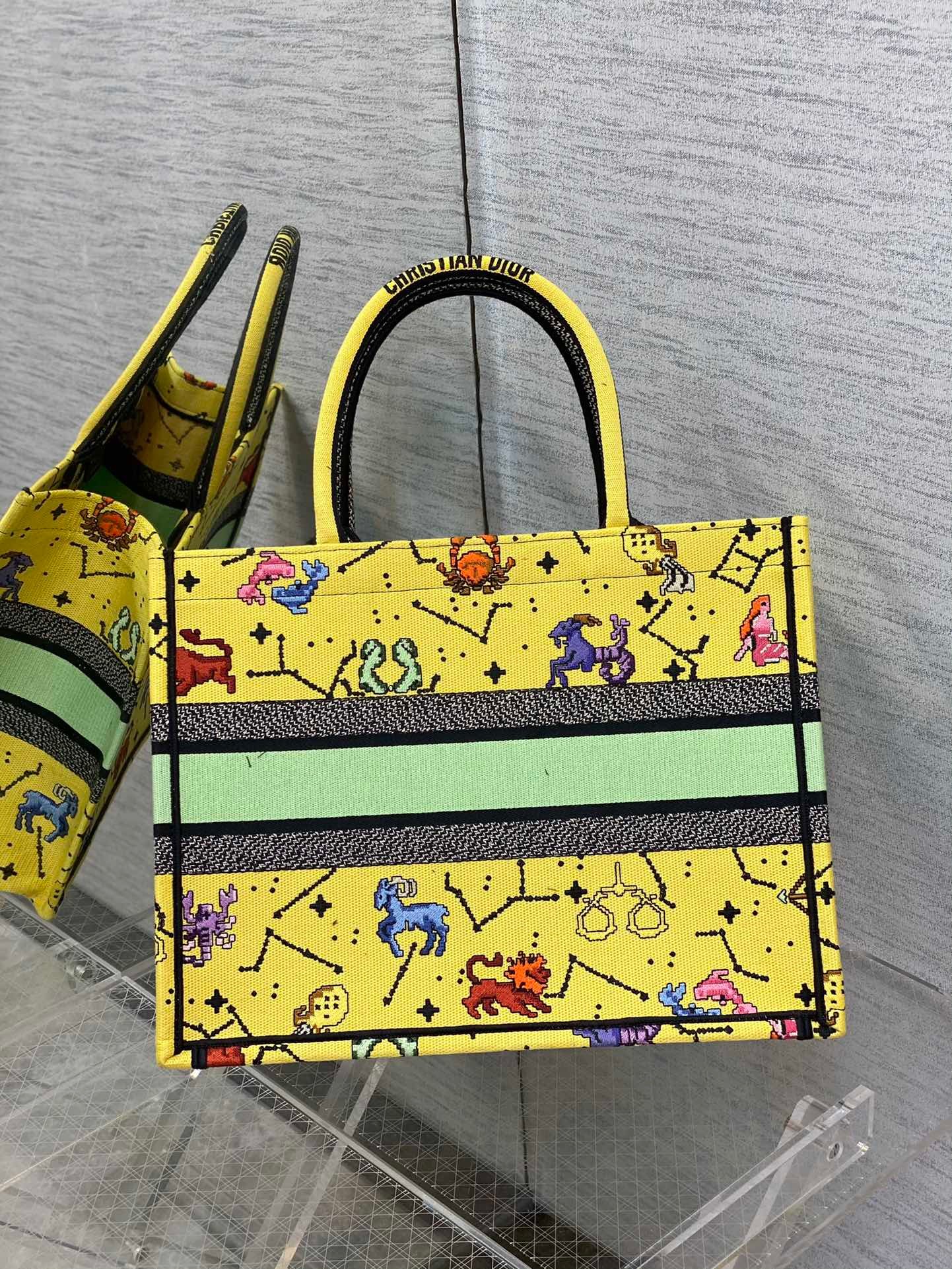 Christian Dior Medium Dior Book Tote Yellow Multicolor. For Women. Women's Handbags 14in/36cm CD - Soul Replicas