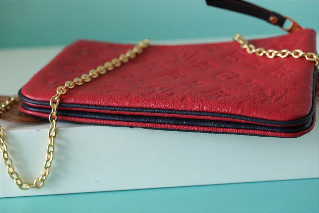 Louis Vuitton Double Zip Pochette Monogram Empreinte Black/Red For Women. Women-s Handbags. Shoulder and Crossbody Bags 7.9in/20cm LV - Soul Replicas