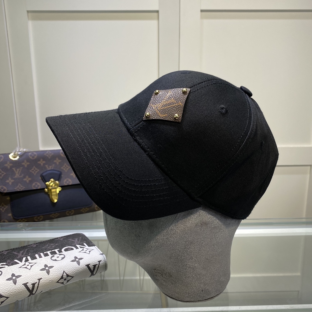 Louis Vuitton Embroidered Logo Baseball Cap Black LV Cap - Soul Replicas