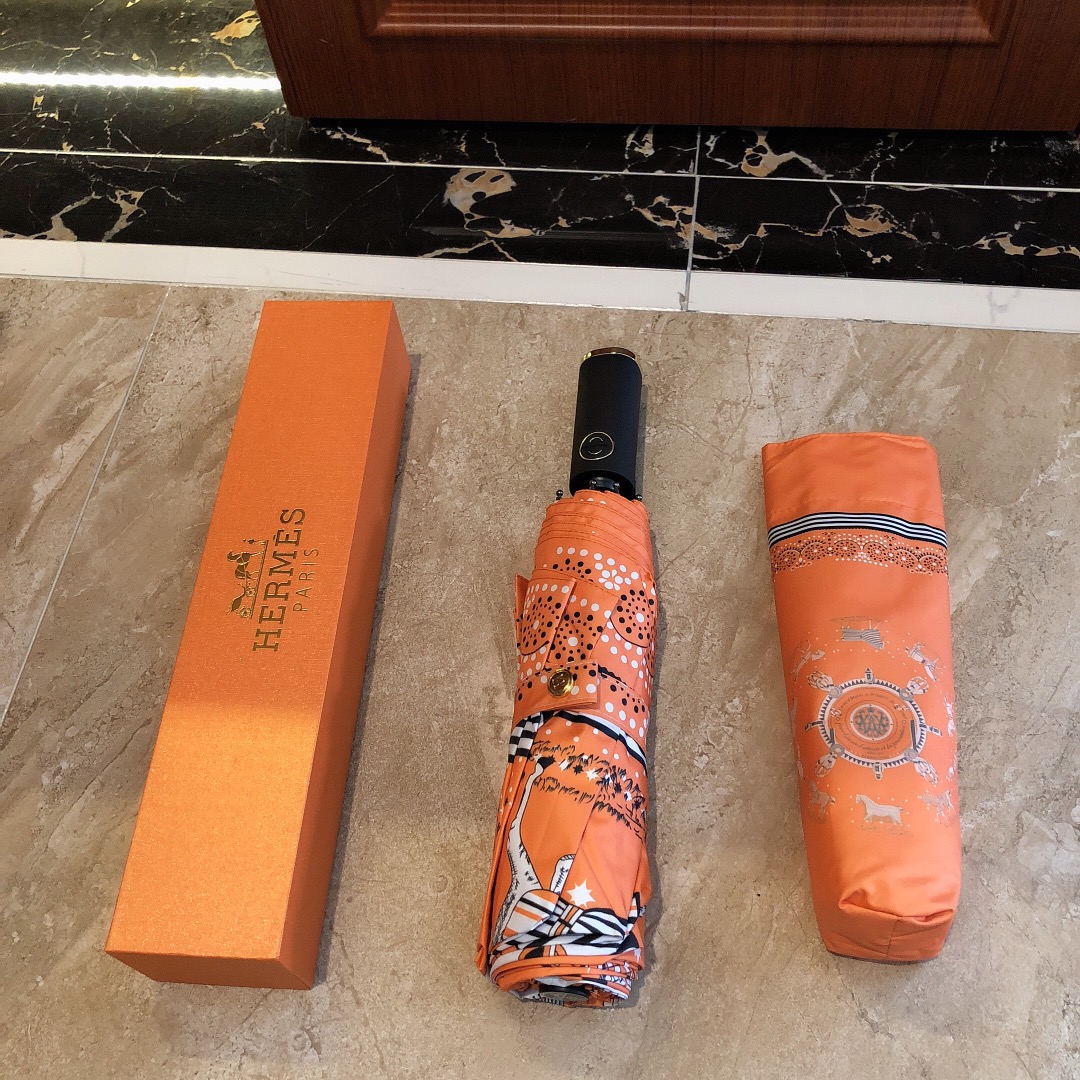 Hermes Pluie De H Folding Umbrella Orange - Soul Replicas