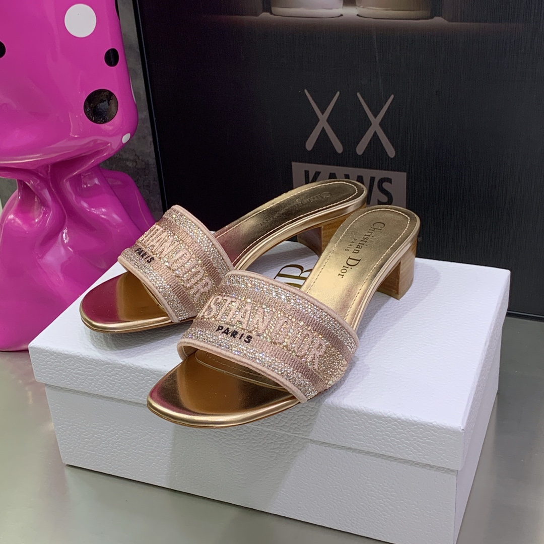 Christian Dior Women's Dway Heeled Slide Bright Pink For Women CD - Soul Replicas