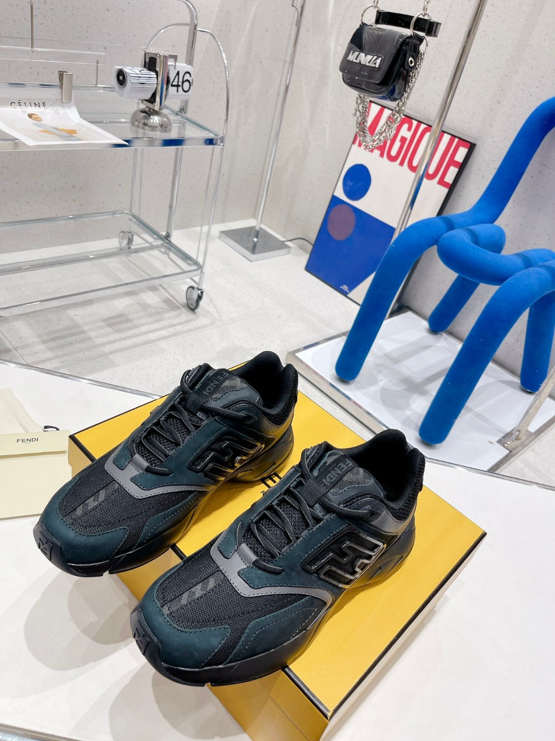 Fendi Nubuck Faster Dark Blue For Women - Soul Replicas