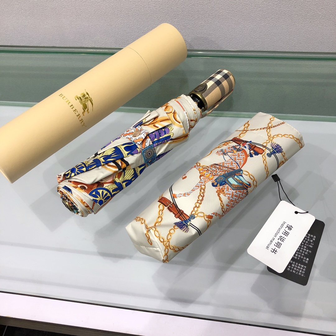 Hermes Pluie De H Folding Umbrella White - Soul Replicas