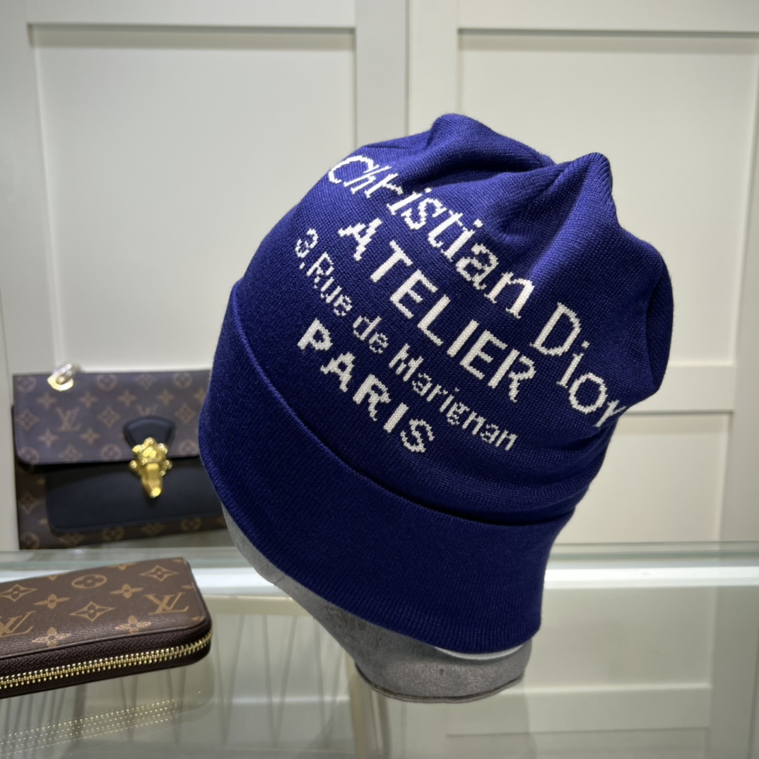 Dior Pompom Beanie In Blue - Soul Replicas