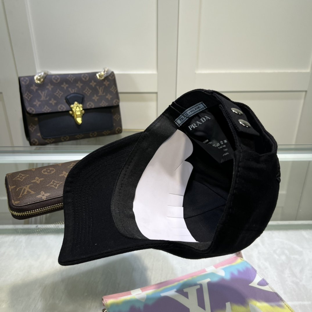 Prada Drill Baseball Cap Black Prada Cap - Soul Replicas