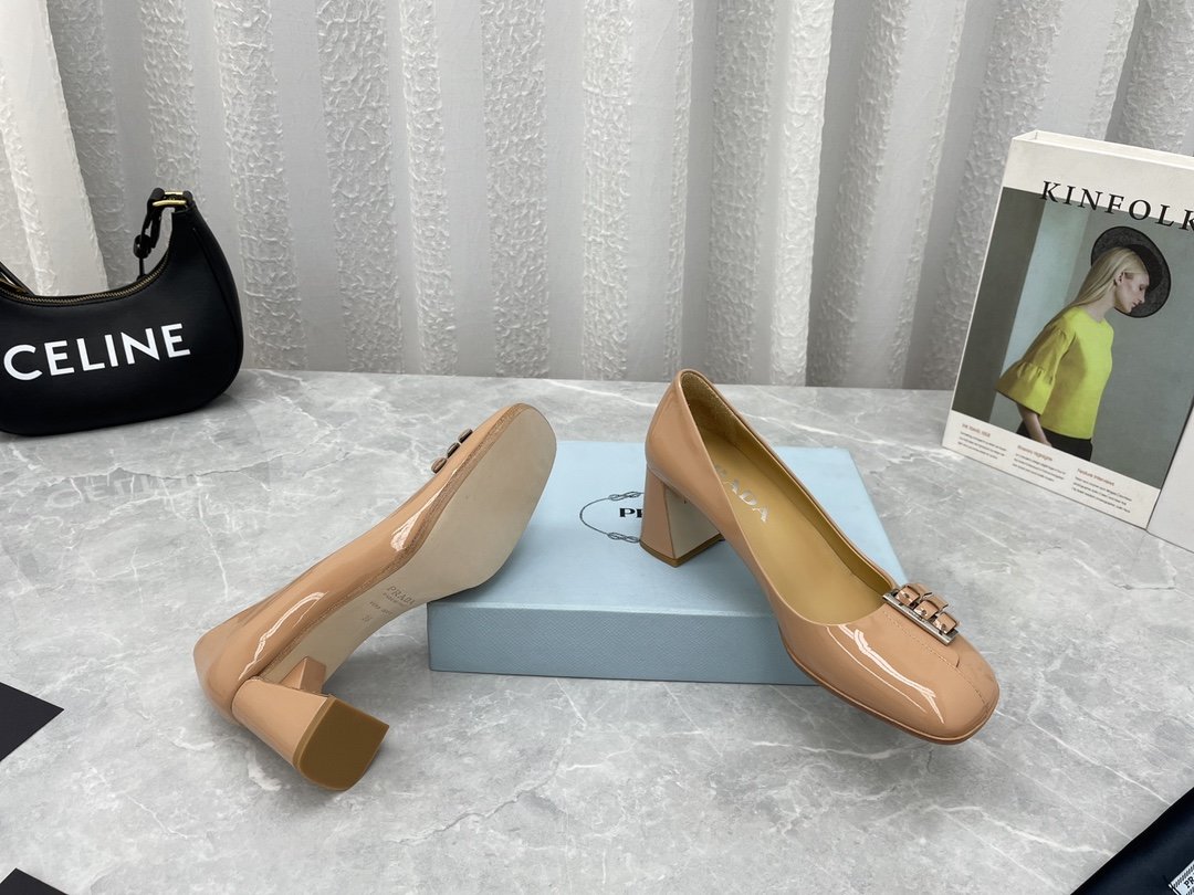 Prada Brushed Pumps Beige For Women 2.5in/65mm Prada - Soul Replicas