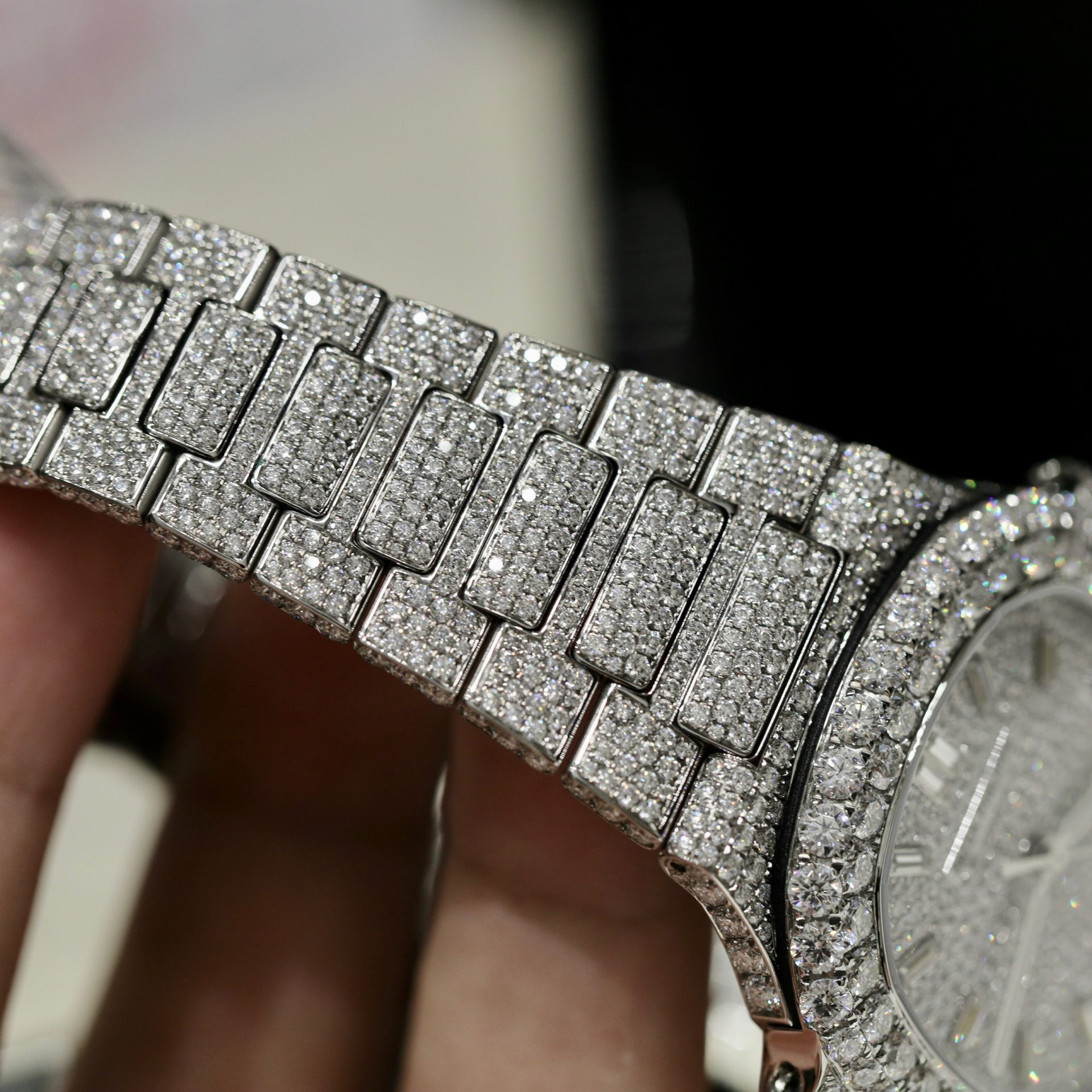 Patek Philippe Best Replica Watch Nautilus 5719 Custom Full Moissanite Diamonds 40mm - Soul Replicas