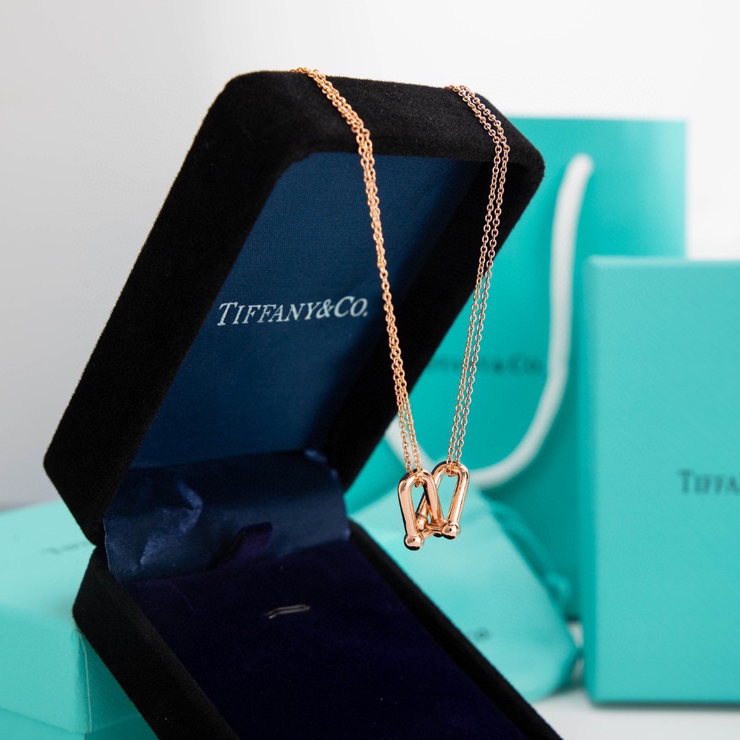 Tiffany & Co HardWear Double Link Pendant Necklace Rose Gold Toned - Soul Replicas