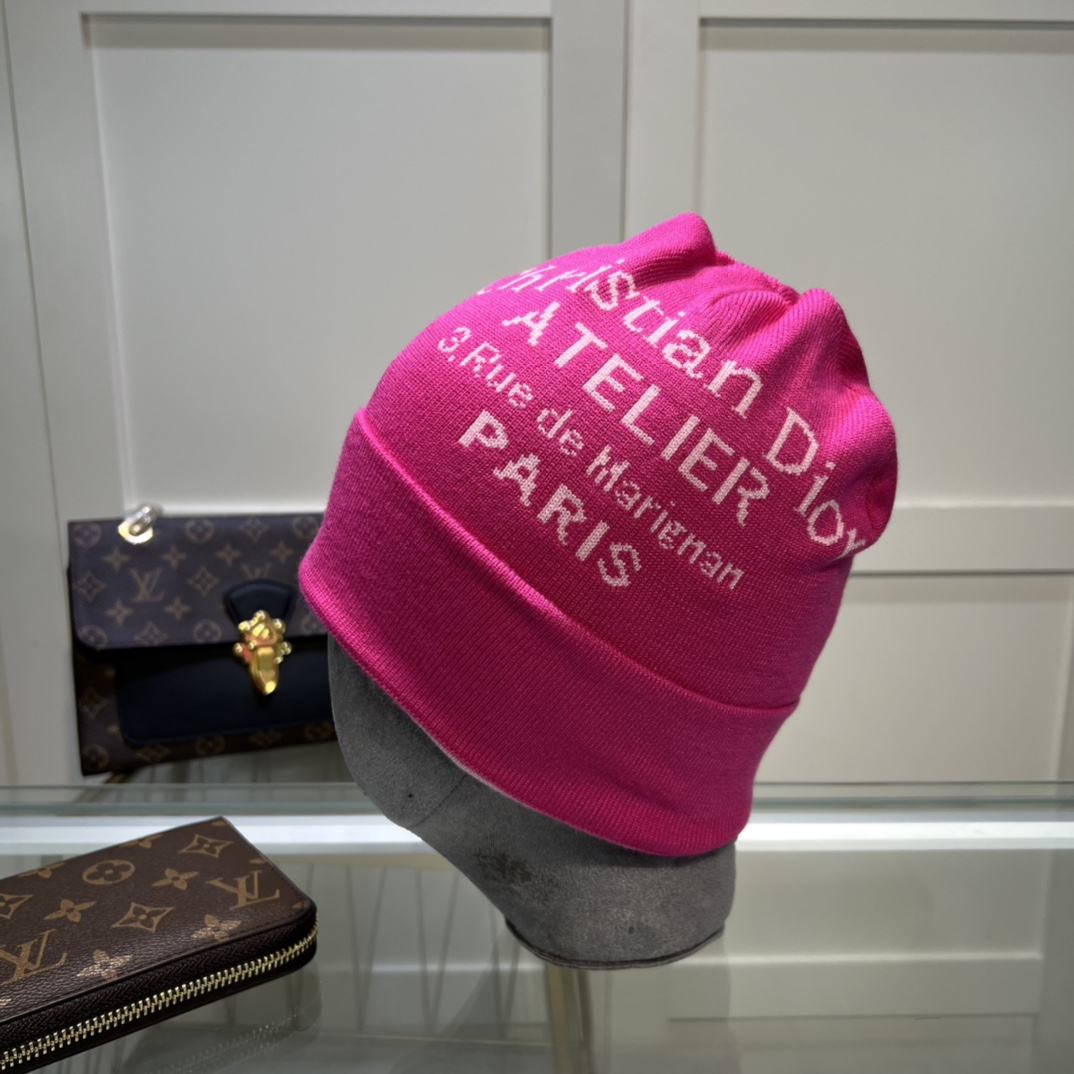 Dior Pompom Beanie In Pink - Soul Replicas