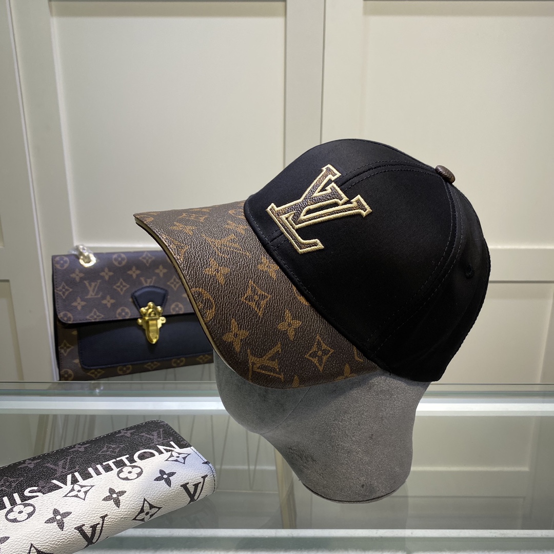 Louis Vuitton Embroidered Logo Baseball Cap Black/Brown LV Cap - Soul Replicas