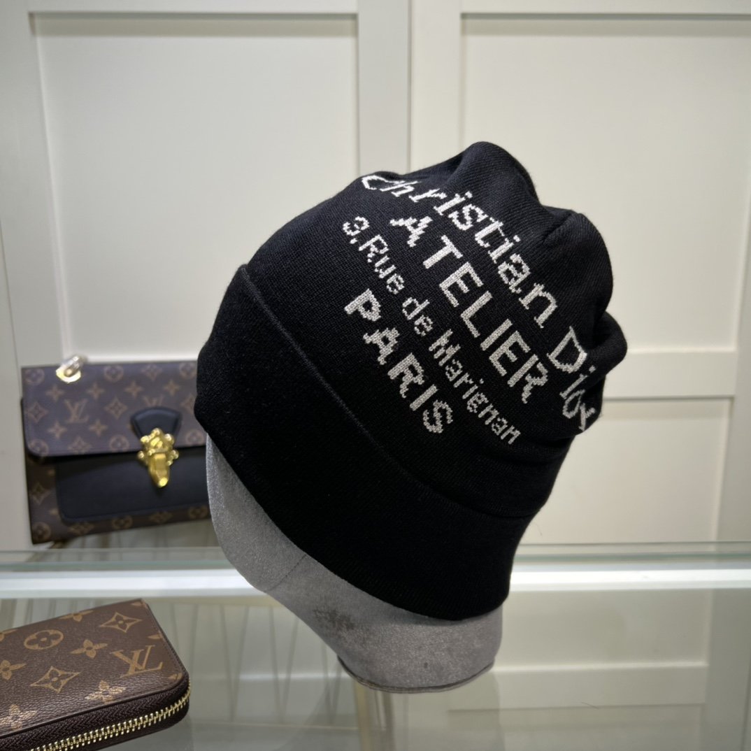 Dior Pompom Beanie In Black - Soul Replicas