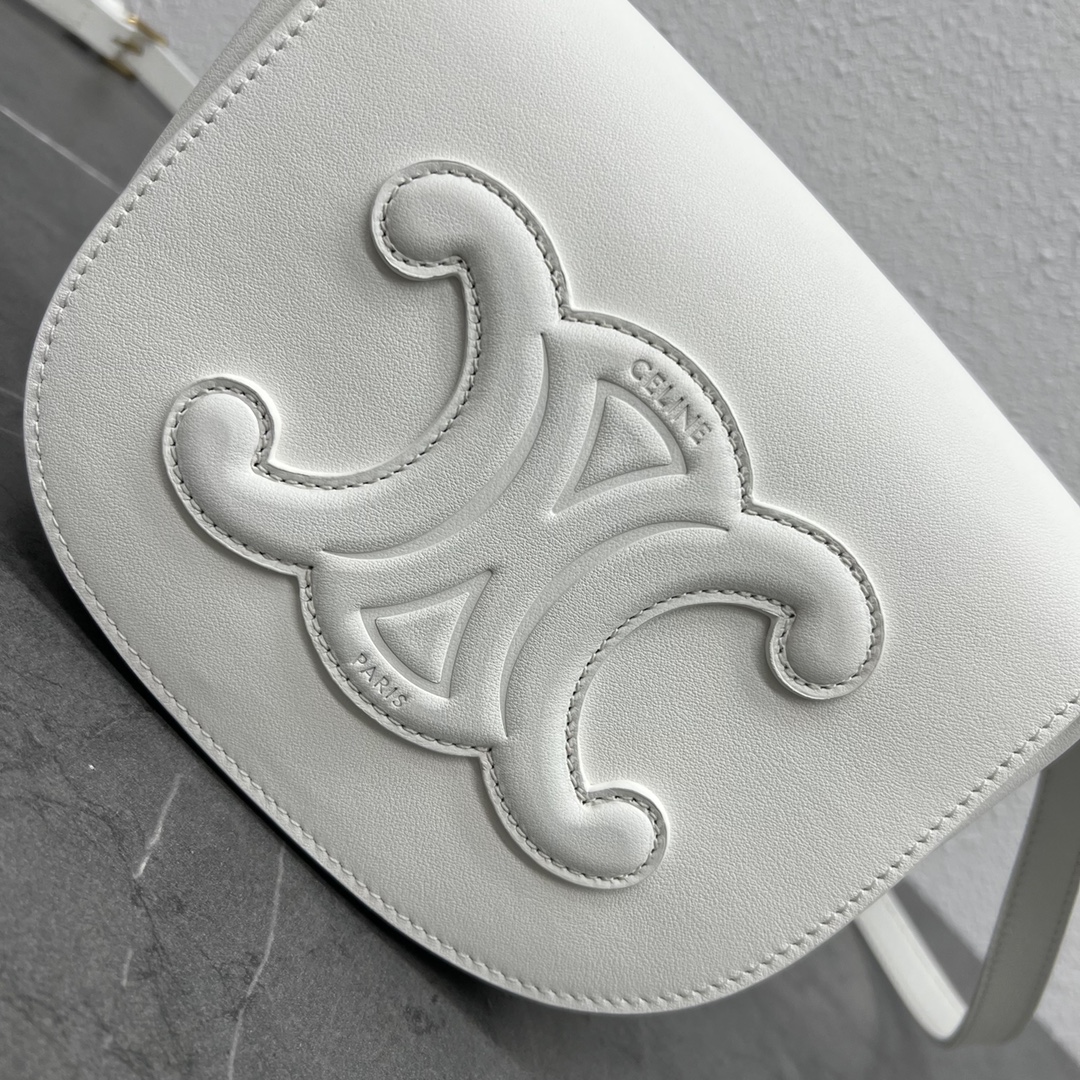 Celine Folco Cuir Triomphe White For Women 7in/19cm 198263DU3.01BC - Soul Replicas