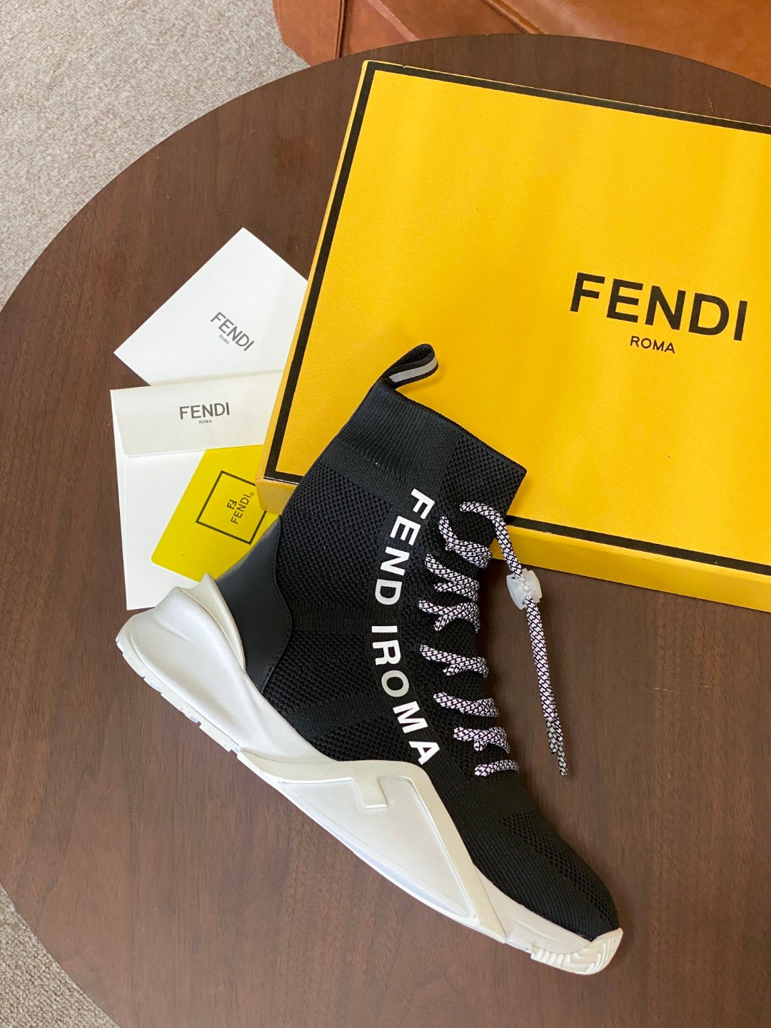Fendi High Top Sneakers Black White For Women - Soul Replicas