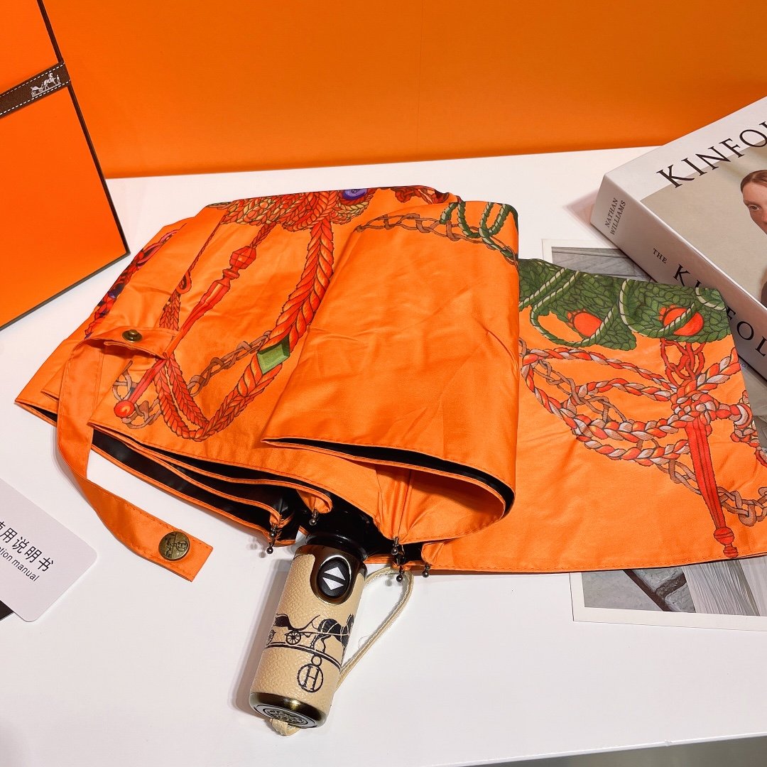 Hermes Pluie De H Folding Umbrella Orange - Soul Replicas
