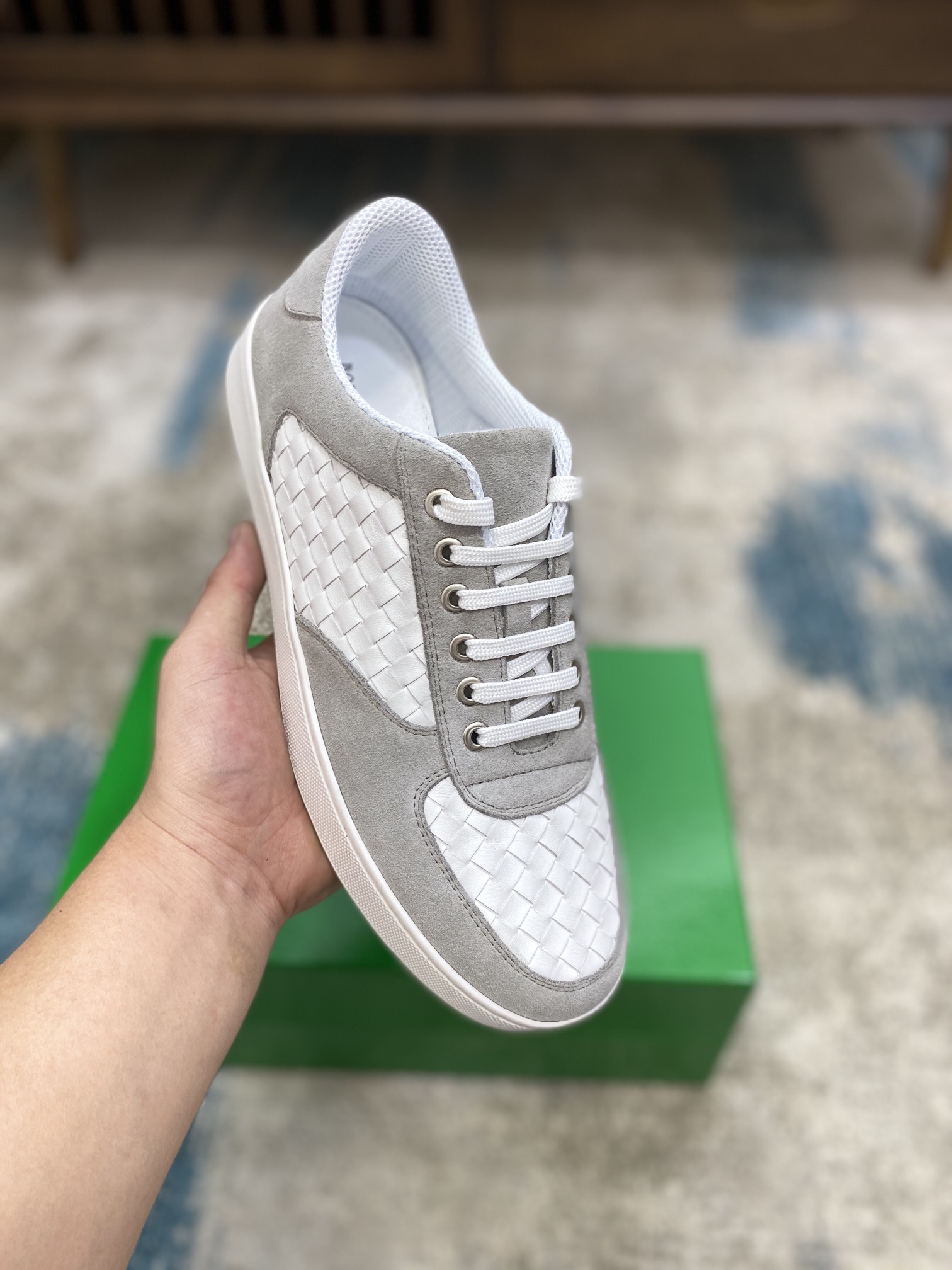 Bottega Veneta Men's With Wave Line Sneakers Grey For Men - Soul Replicas