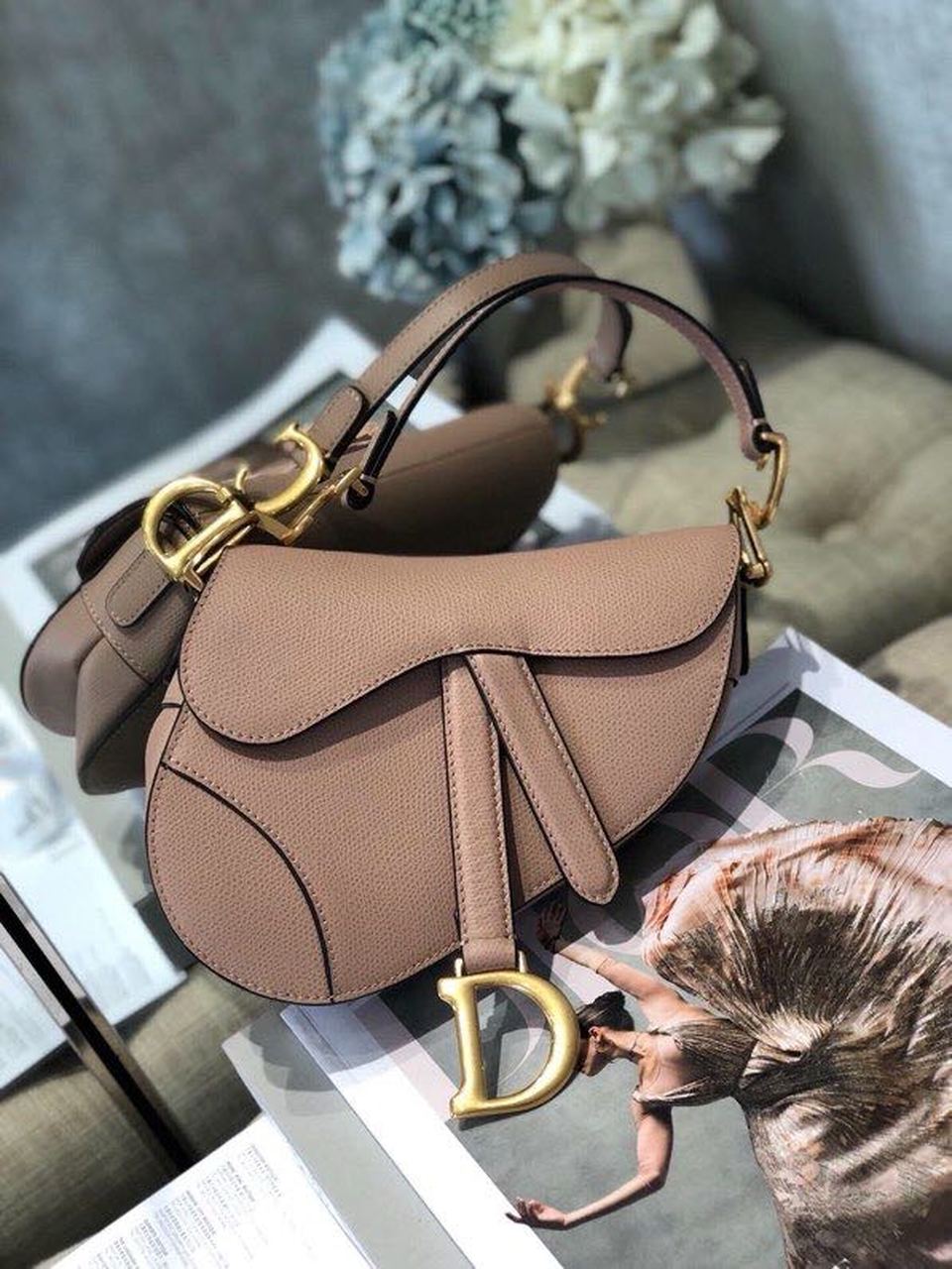 Christian Dior Saddle Bag Blush Grained For Women. Women-s Bags 19.5cm/7.6in CD - Soul Replicas