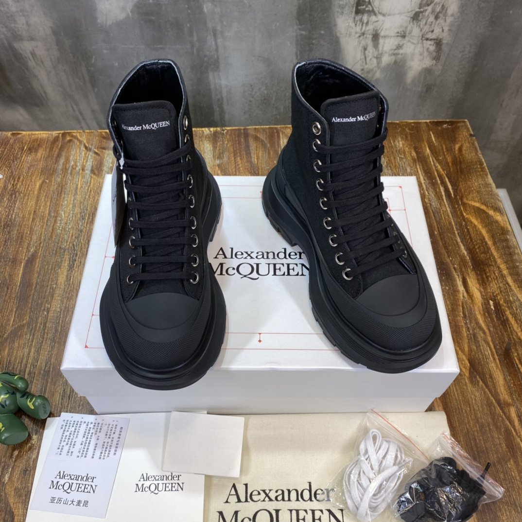 Alexander McQueen Tread Slick Boot Cotton Black For Women 604254W4MV21000 - Soul Replicas