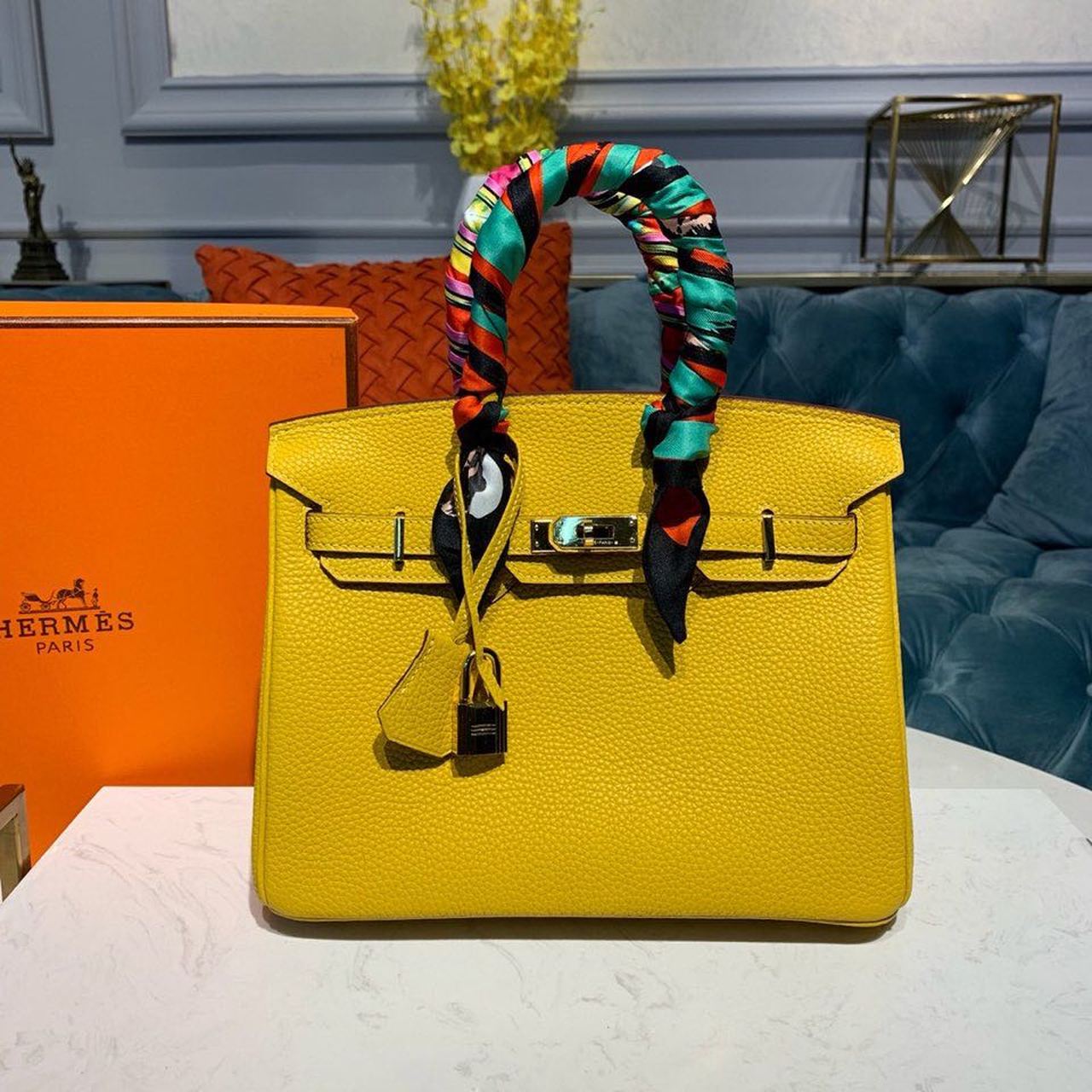 Hermes Birkin Yellow Semi Handstitched With Gold Toned Hardware For Women 30cm/11.8in - Soul Replicas