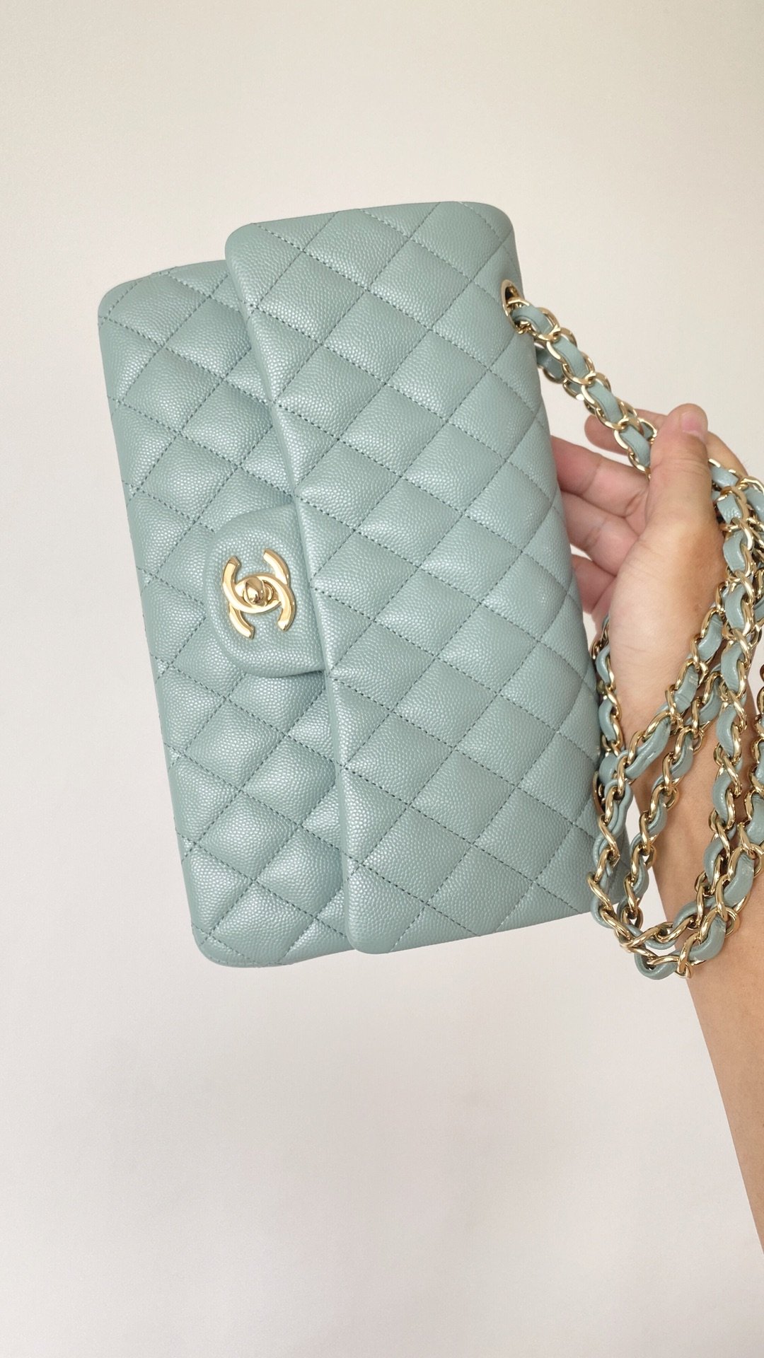 ChanelSmall Classic Handbag Light Green For Women. Women-s Bags 9.1in/23cm - Soul Replicas