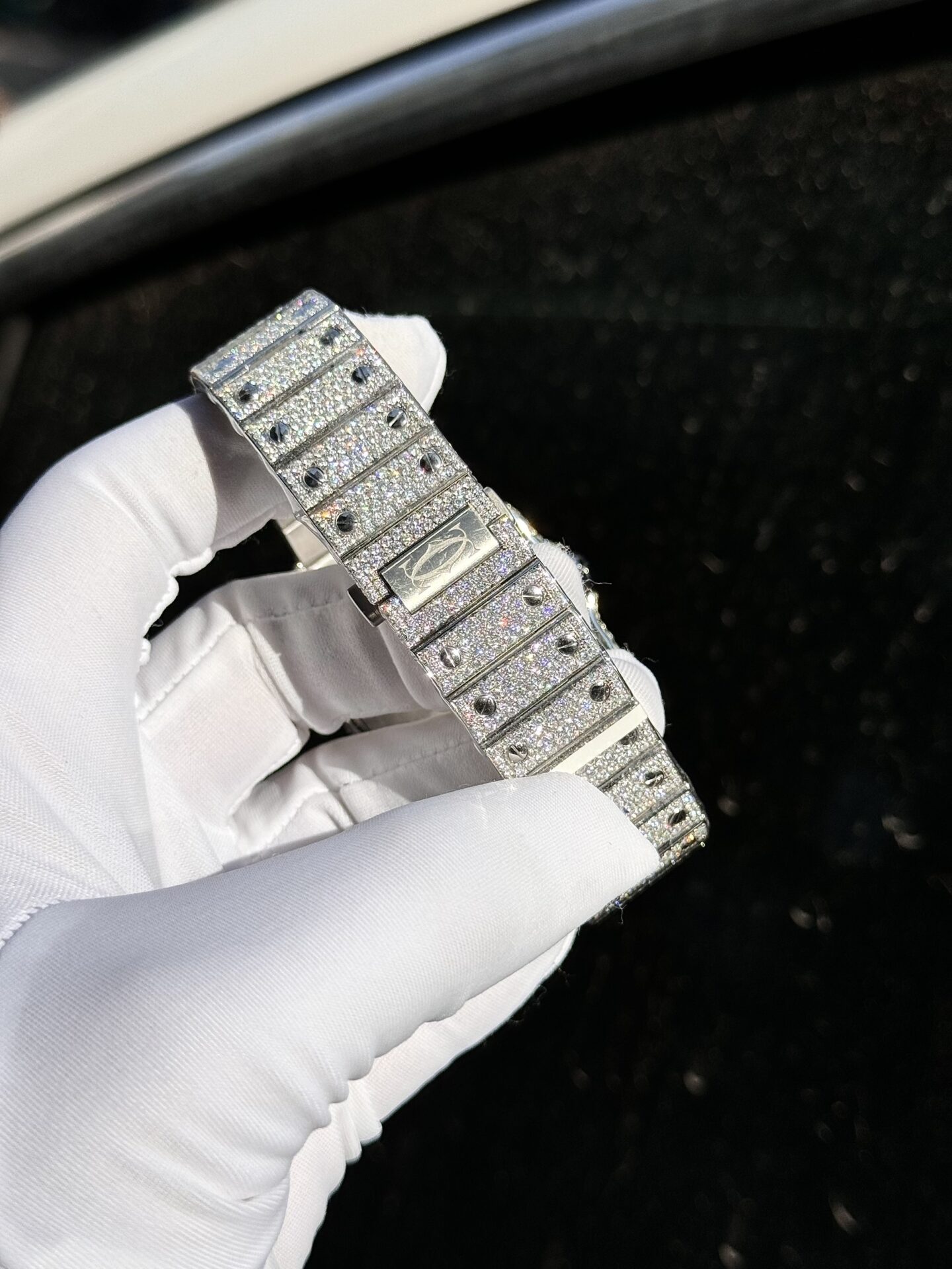 Cartier Santos Replica Watch Full Diamond Moissanite Hong Kong 39.8mm - Soul Replicas