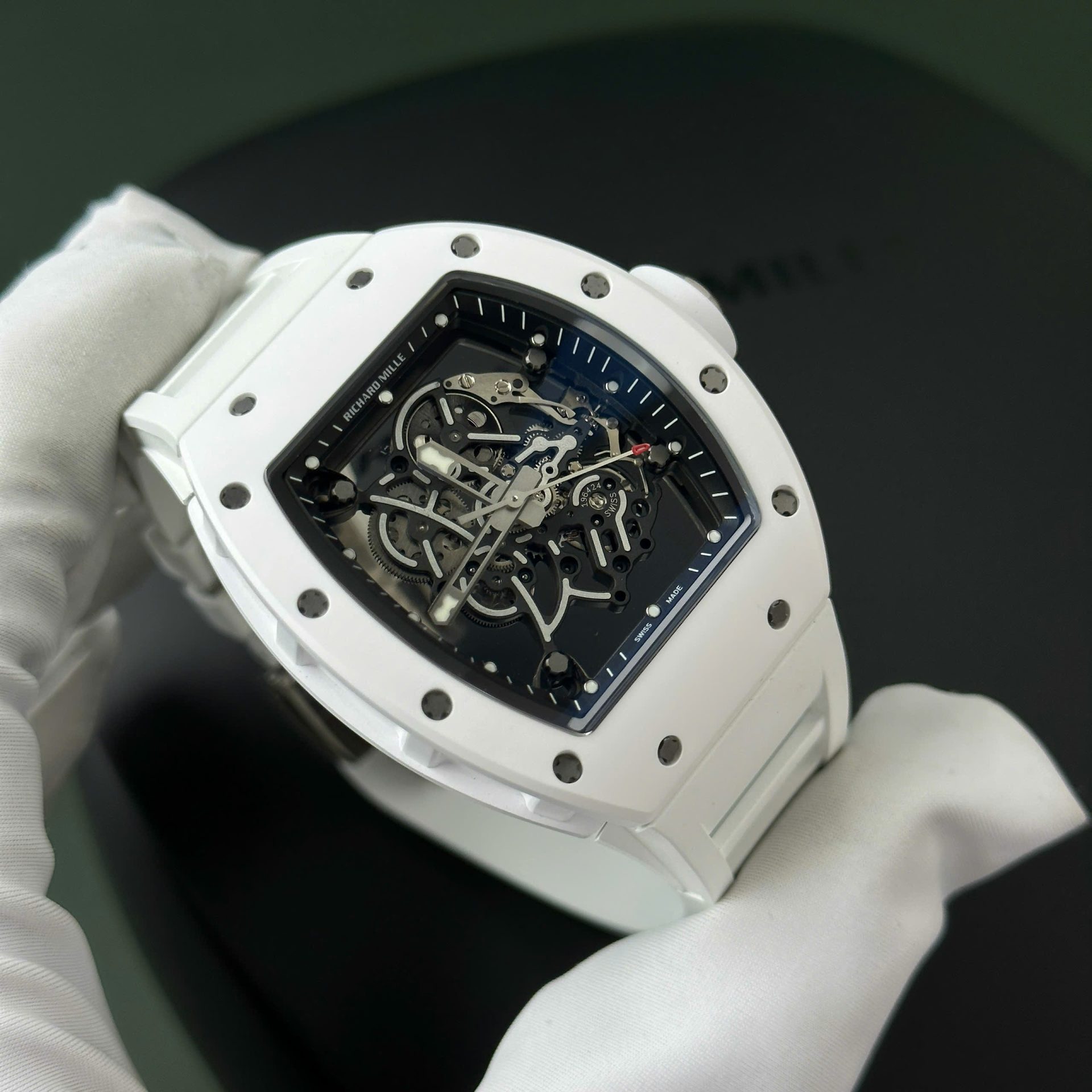 Richard Mille Best Replica Watch RM055 White Ceramic Rubber Strap ZF Factory 45mm - Soul Replicas