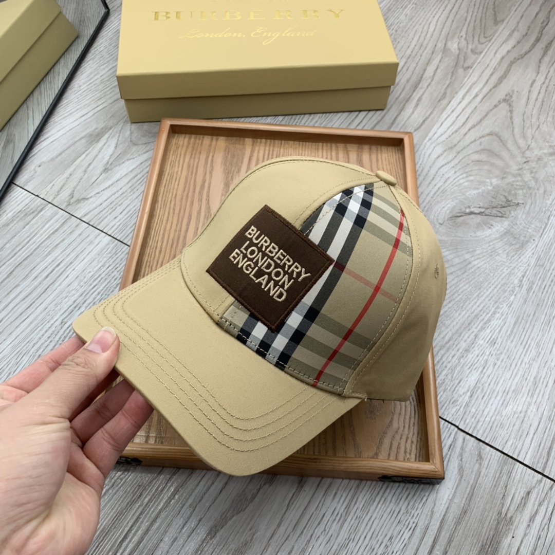 Burberry Monogram Motif Icon Stripe Cotton Baseball Cap In Beige - Soul Replicas
