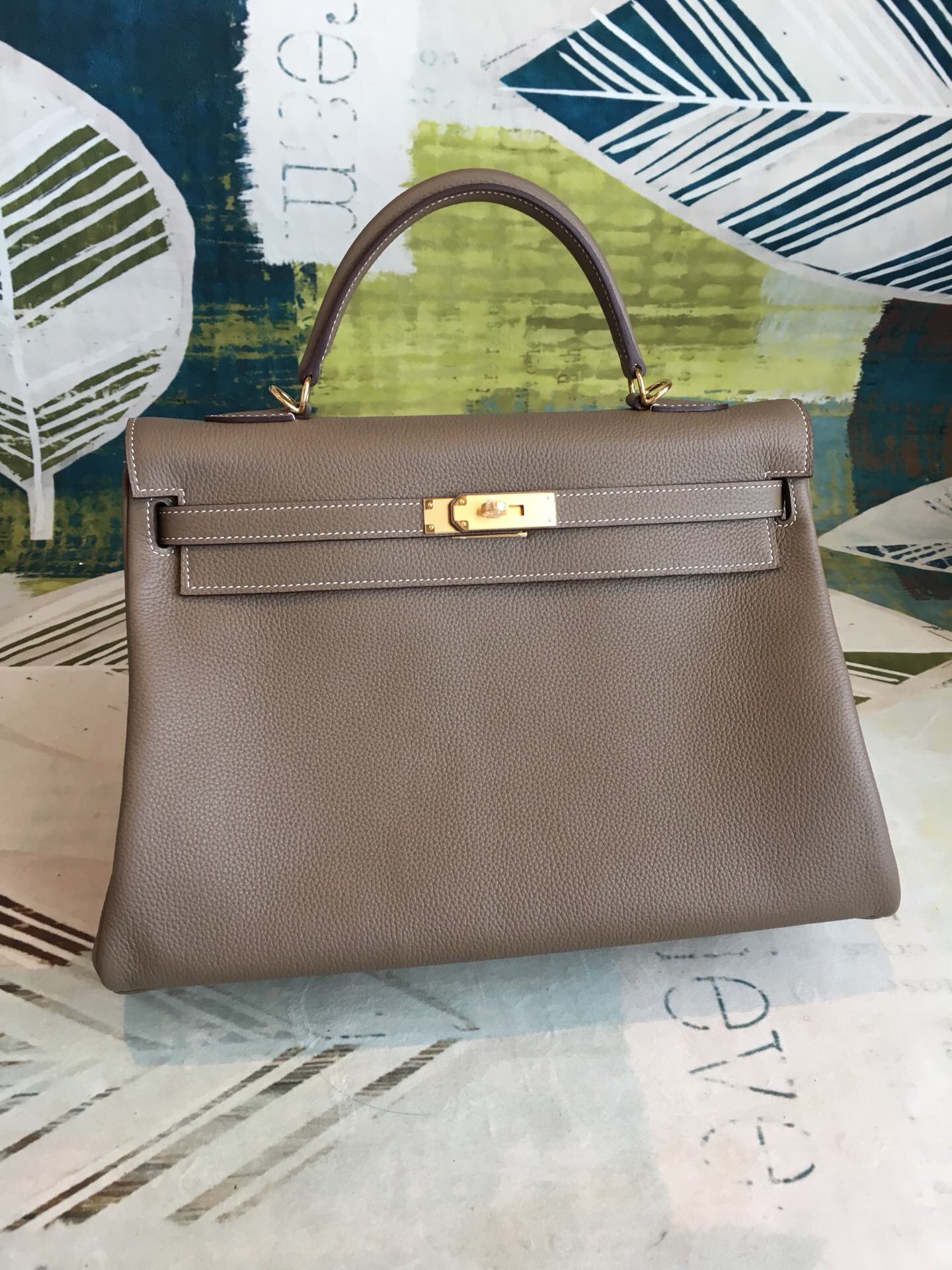 Hermes Kelly Retourne 35 Greige Togo Palladium Hardware For Women 13.7in/35cm - Soul Replicas