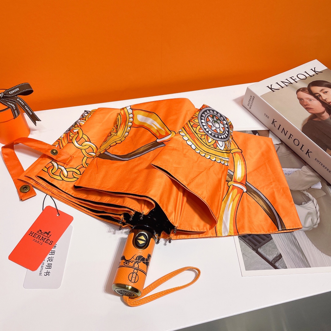 Hermes Pluie De H Folding Umbrella Orange - Soul Replicas