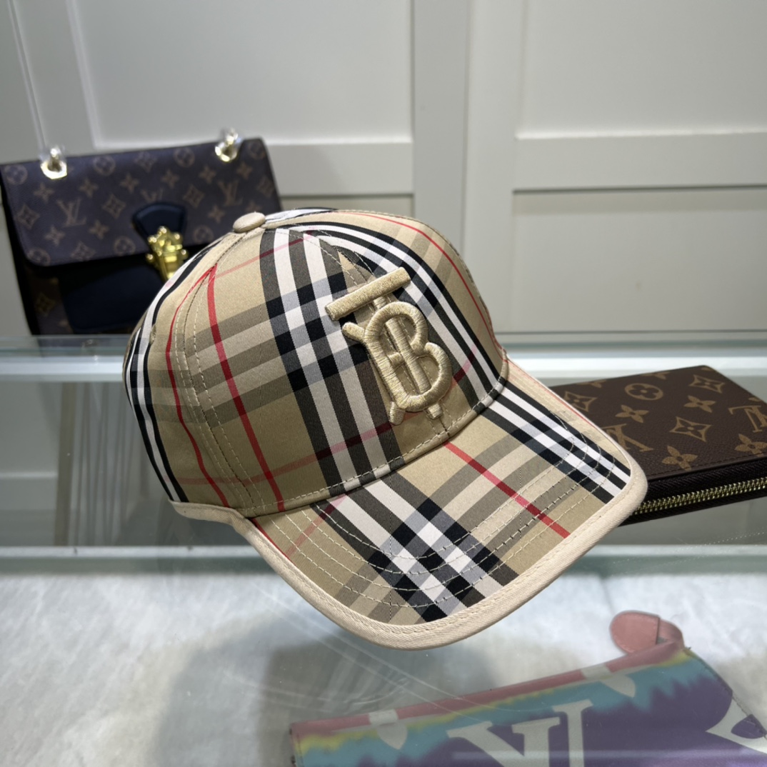 Burberry Monogram Motif Icon Stripe Cotton Baseball Cap Beige - Soul Replicas