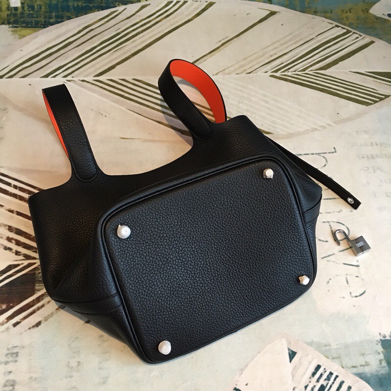 Hermes Picotin Lock 18 Black Clemence Palladium Hardware For Women 7.5in/19cm - Soul Replicas